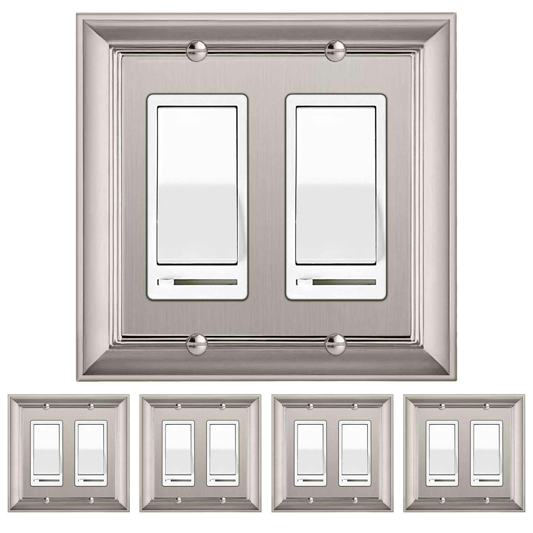 BESTTEN 10 Pack Dimmer Light Switch, Single Pole or 3-Way, LED Dimmer Switches with 5 Pack Wall Plate 1