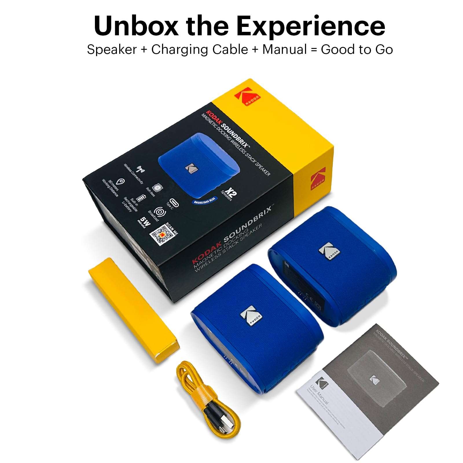 KODAK SOUNDBRIX™ Bluetooth Speaker with HD Sound Portable Wireless IPX4 Water Resistant Upto 5H Playtime V5.4 for Home Party Outdoor Beach Electronic Gadgets (Backstage Blue, Single Speaker) 6