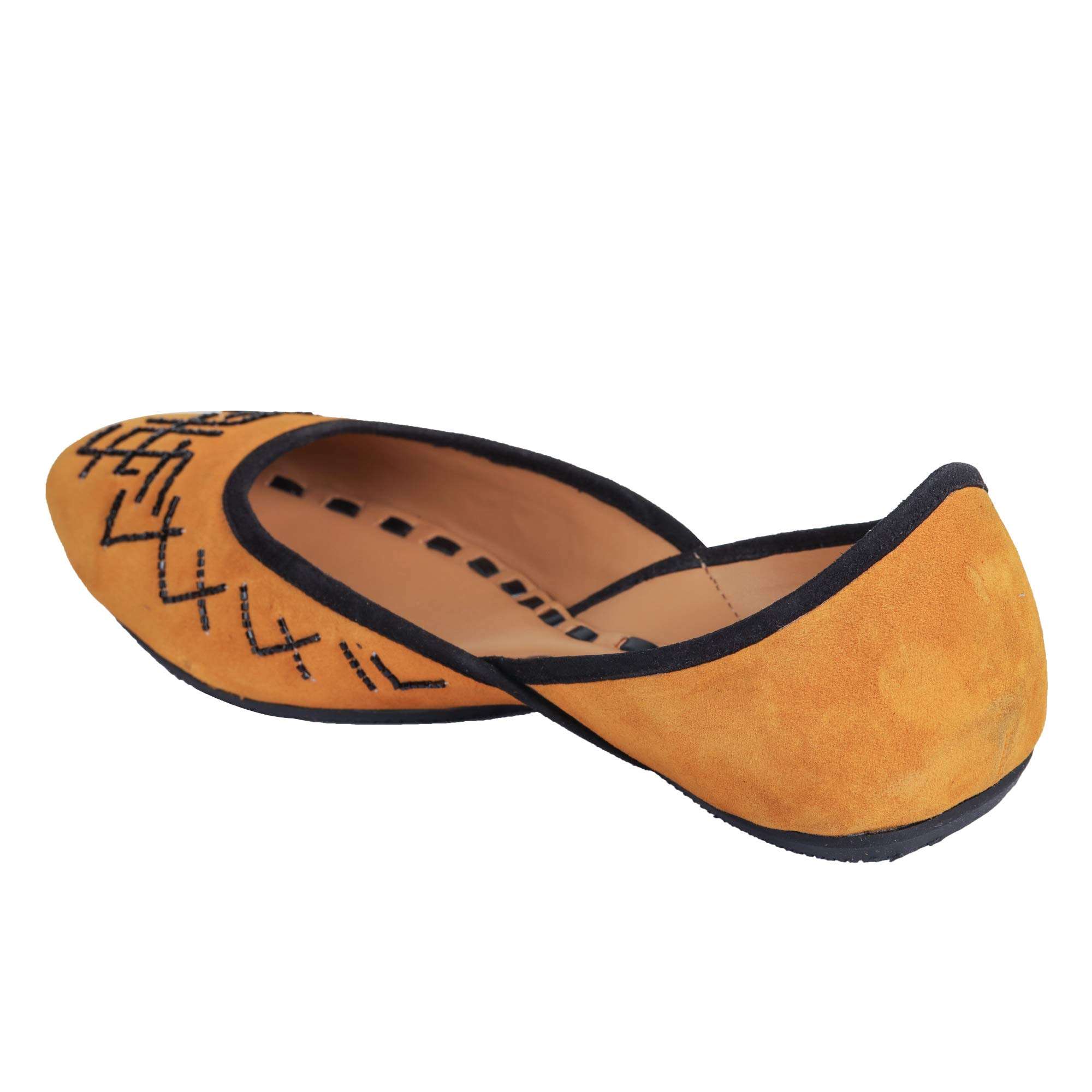 Amica Slexia Women's Leather Stylish Traditional Jutis & Mojari (Tan_Size-3) 4