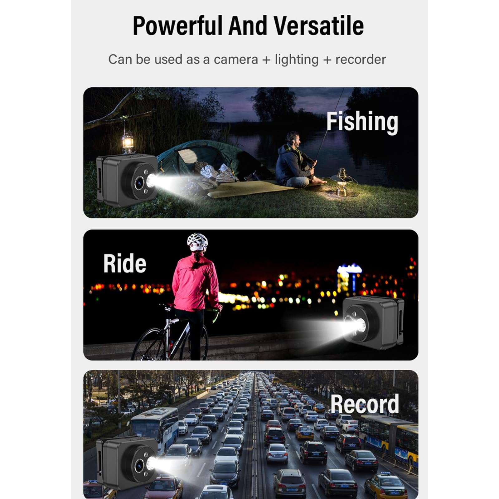 Head Mounted Camera Sports Recorder with 120° Wide Angled and Night for Motorcycling and Shots 4