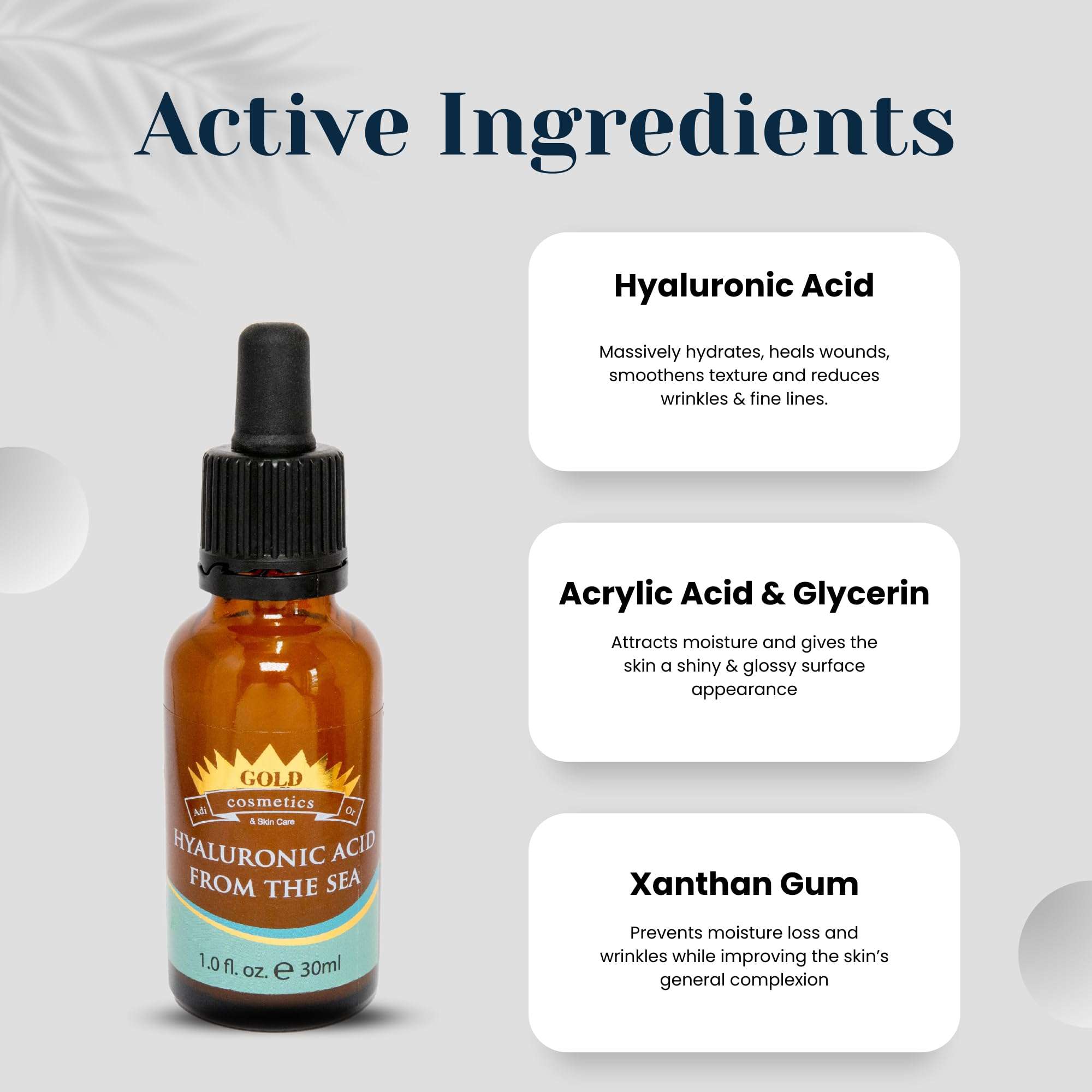 Gold Cosmetics & Skin Care Hyaluronic Acid From The Sea Serum, Skincare, Anti-Aging, For Glowing Skin, 30ml Bottle (Hyaluronic Serum, 30 ml) 3