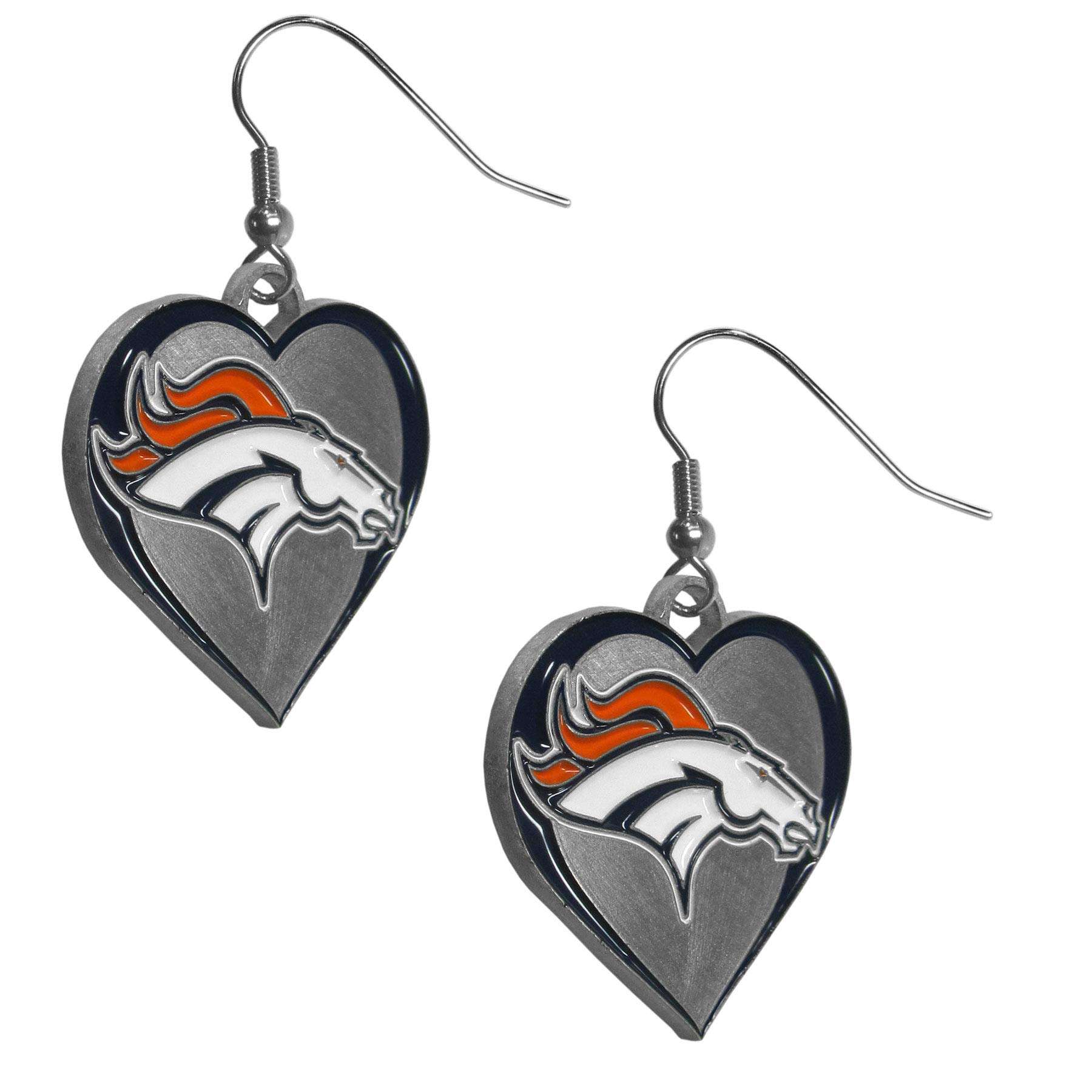 Siskiyou Sports NFL Denver Broncos Womens Heart Dangle Earrings, Team Color, One Size 2