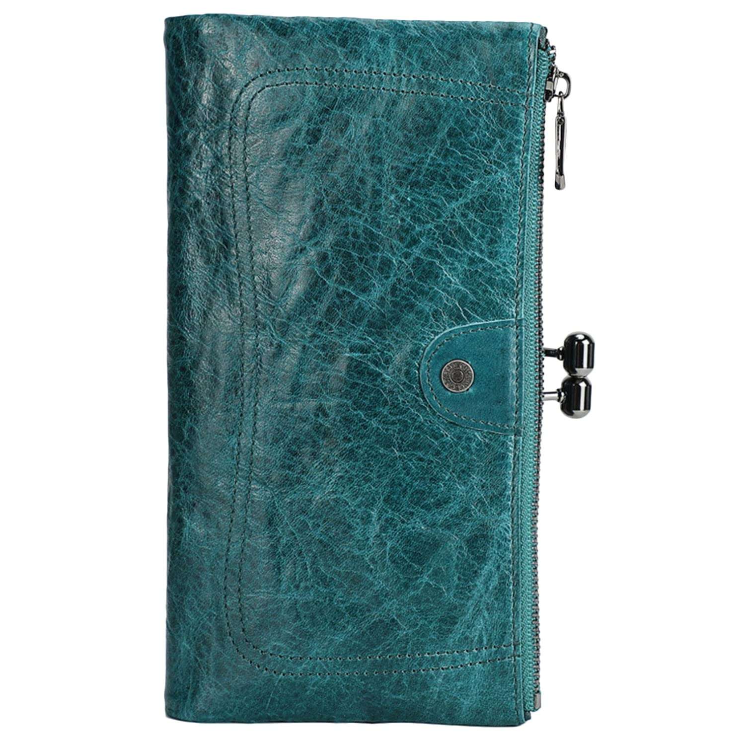 BYKOINE Large Bifold Wallet for Women Ladies Leather Phone Purse Handbag with Kiss-Lock Pocket RFID Blocking Card Holder 1