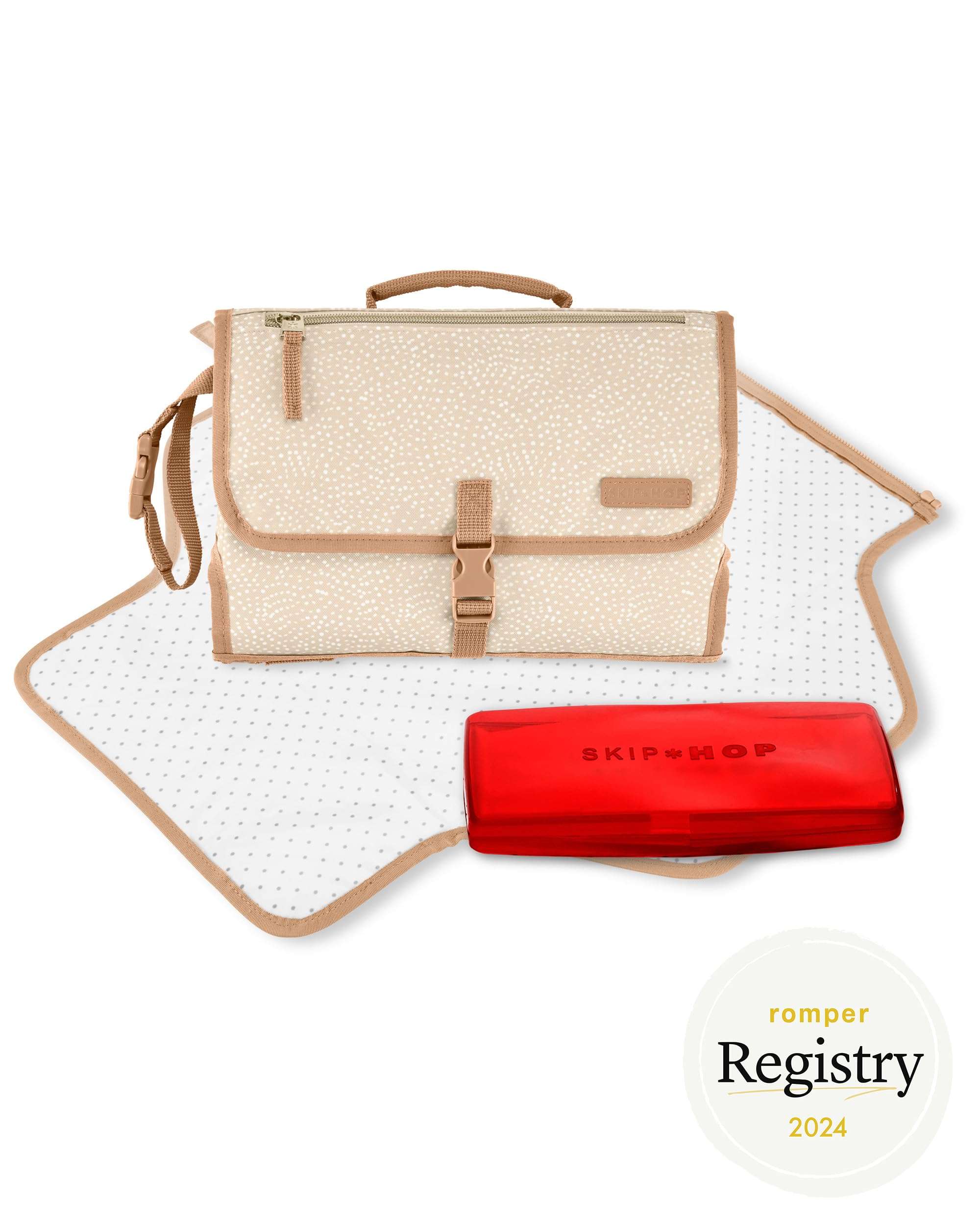 Skip Hop Portable Baby Changing Pad, Pronto, Beige Swirl Dot 3