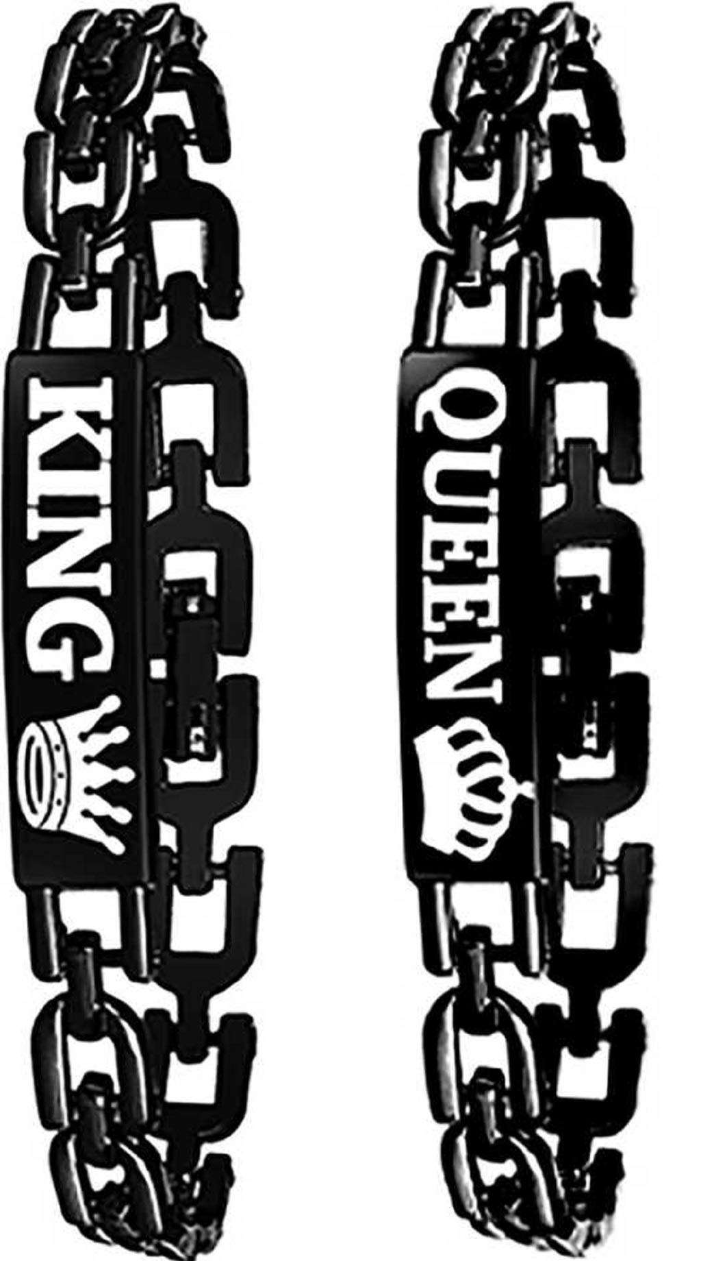 BID Full Black King Queen Bracelet For Couples Girls & Boys