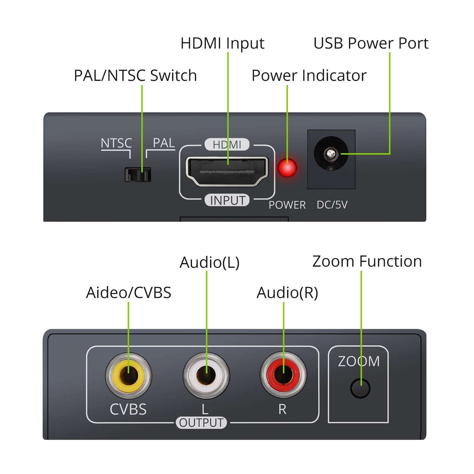 LiNKFOR HDMI to AV Converter HDMI to RCA Adapter 1080p HDMI to AV CVBS RCA Converter SupportNTSC PAL with 1.5m AV Cable Compatible with TV PC PS3 STB VHS VCR Blue-Ray DVDPlayers Projector 2