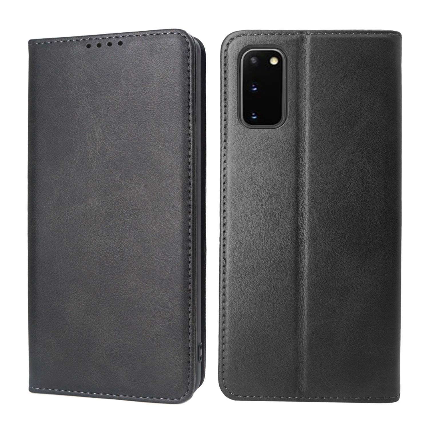 D DESSVON Samsung Galaxy S20 Case Wallet Black, Galaxy S20 Case with Card Holder Kickstand, Strong Magnet No Buckle Business Style Flip Leather Protective Phone Case Cover for Samsung Glaxy S20 2