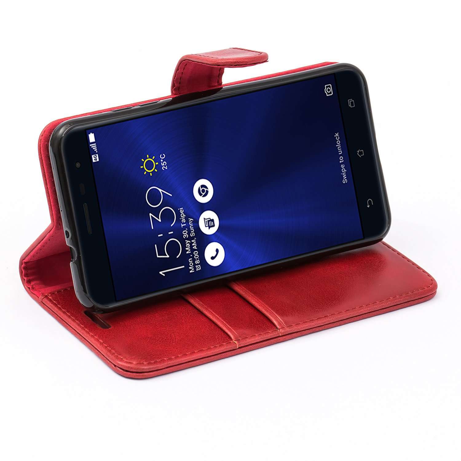 Mulbess Vintage Asus ZenFone 3 ZE520kl Case Wallet, Flip Leather Phone Case with Card Holder for Asus ZenFone 3 ZE520kl Cover, Wine Red 5