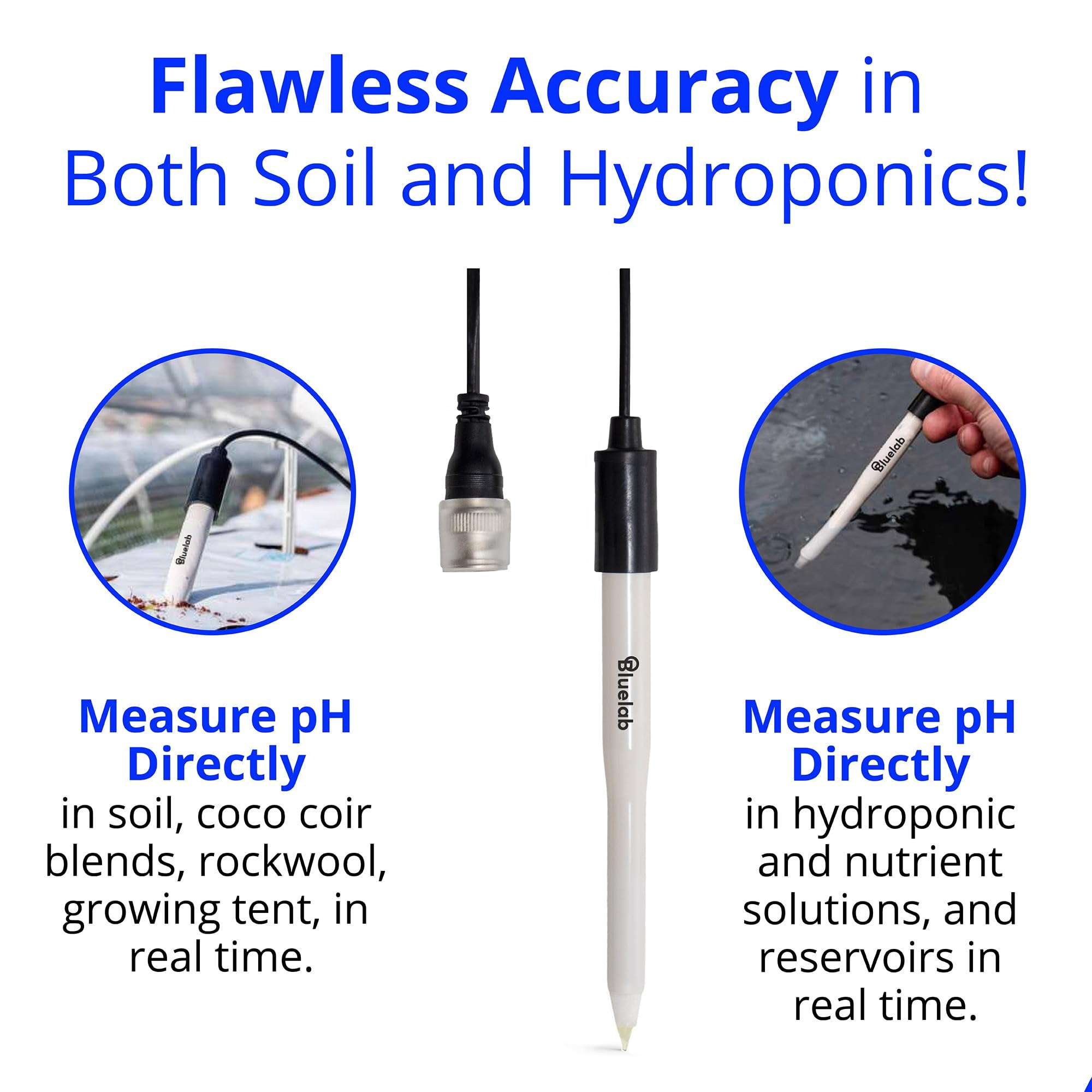 Bluelab PROBPHLEAP Leap pH Probe in Water and Soil, Replacement Probe for pH Meters with Easy Calibration, Tool for Hydroponic System and Indoor Plant Grow 3