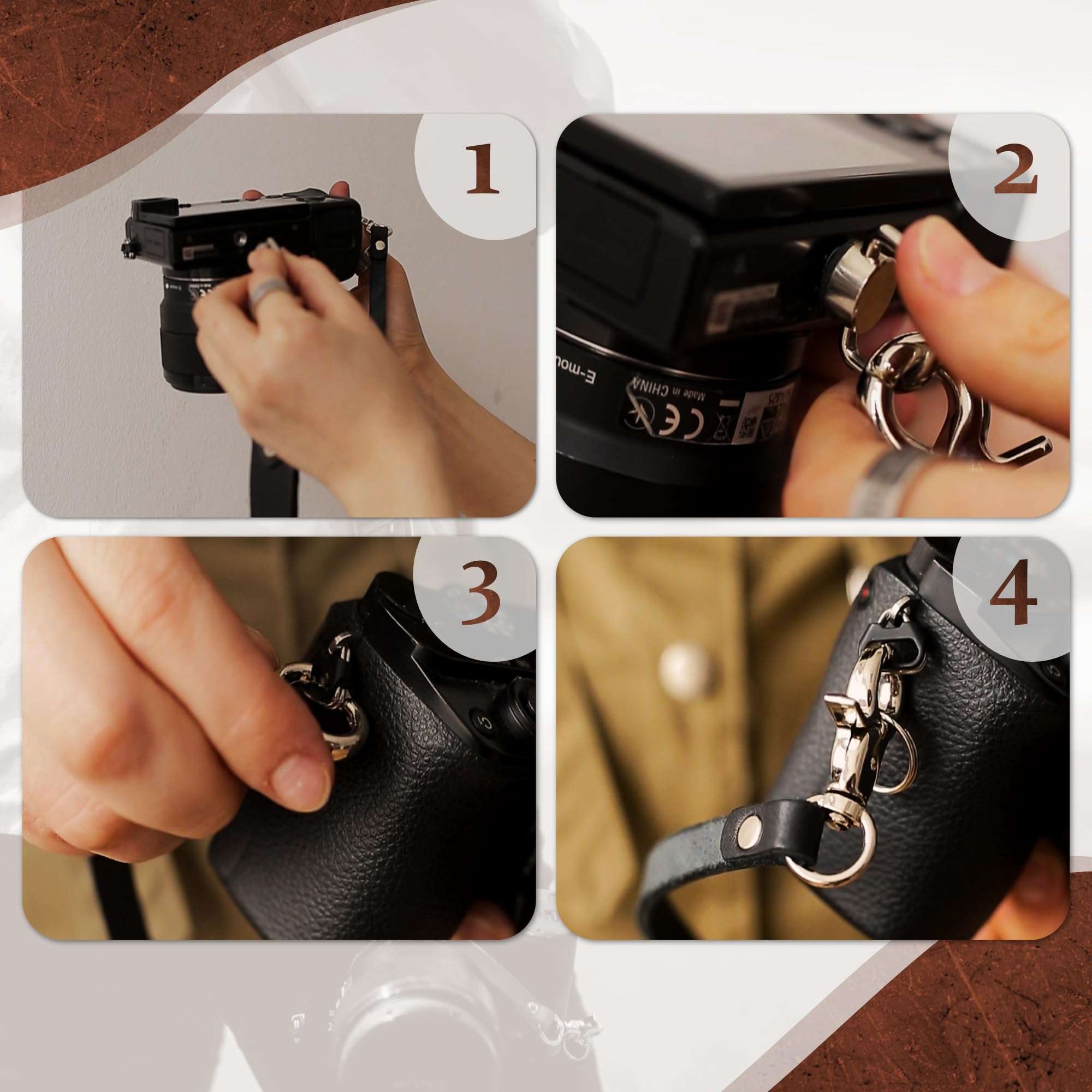 C Coiro Leather Camera Strap for One Camera - Professional Single Leather Harness Shoulder Strap Quick Release Gear DSLR/SLR, Camera Accessories for Photography, Tan 4