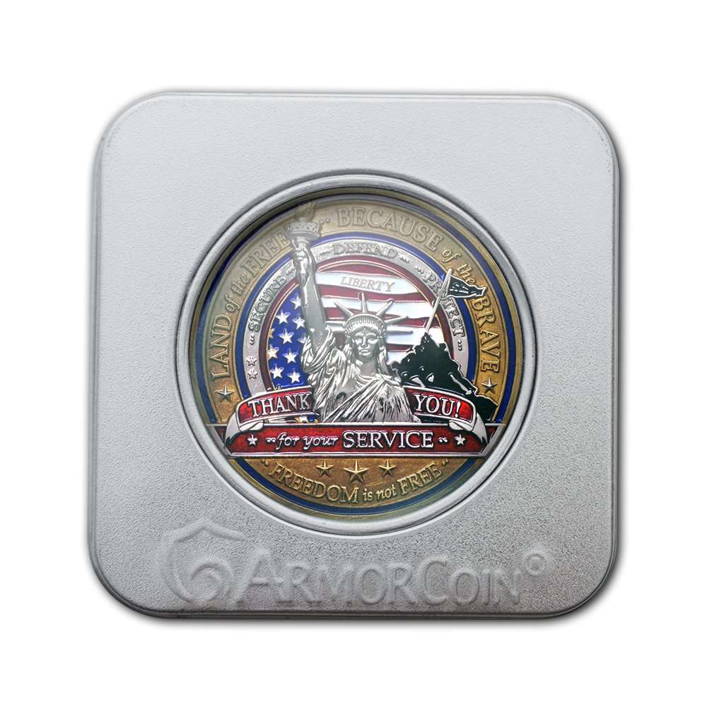 Armor Coin & Emblem - Military Appreciation Challenge Coin with Deluxe Display Tin Box and Bonus polishing Cloth 2