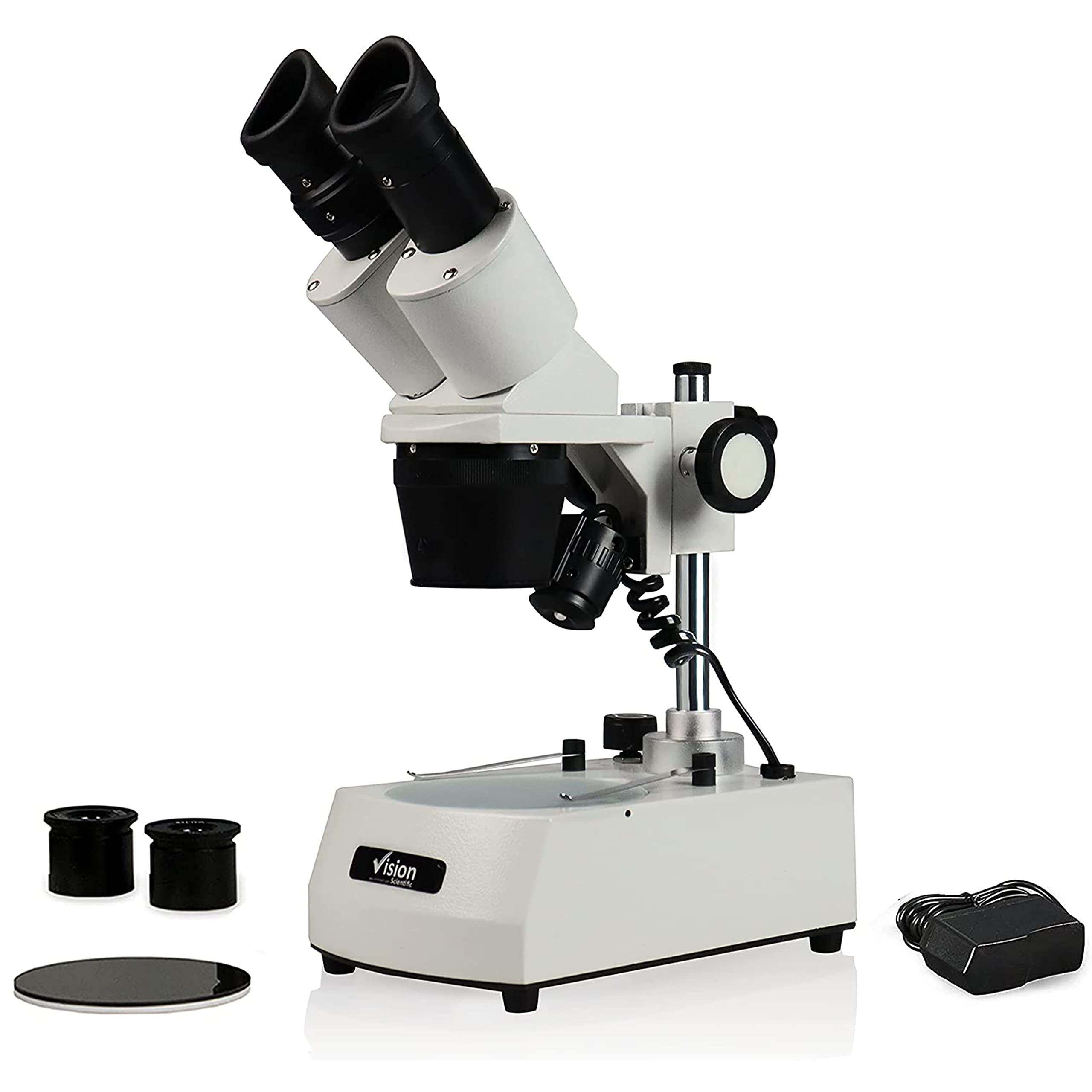 Vision Scientific VMS0002-LD-123-ES2 Binocular Stereo Microscope, WF10x and WF20x Eyepieces, 1x, 2X and 3X Objectives, 10x, 20x, 30x, 40x and 60x Magnification,110V 1