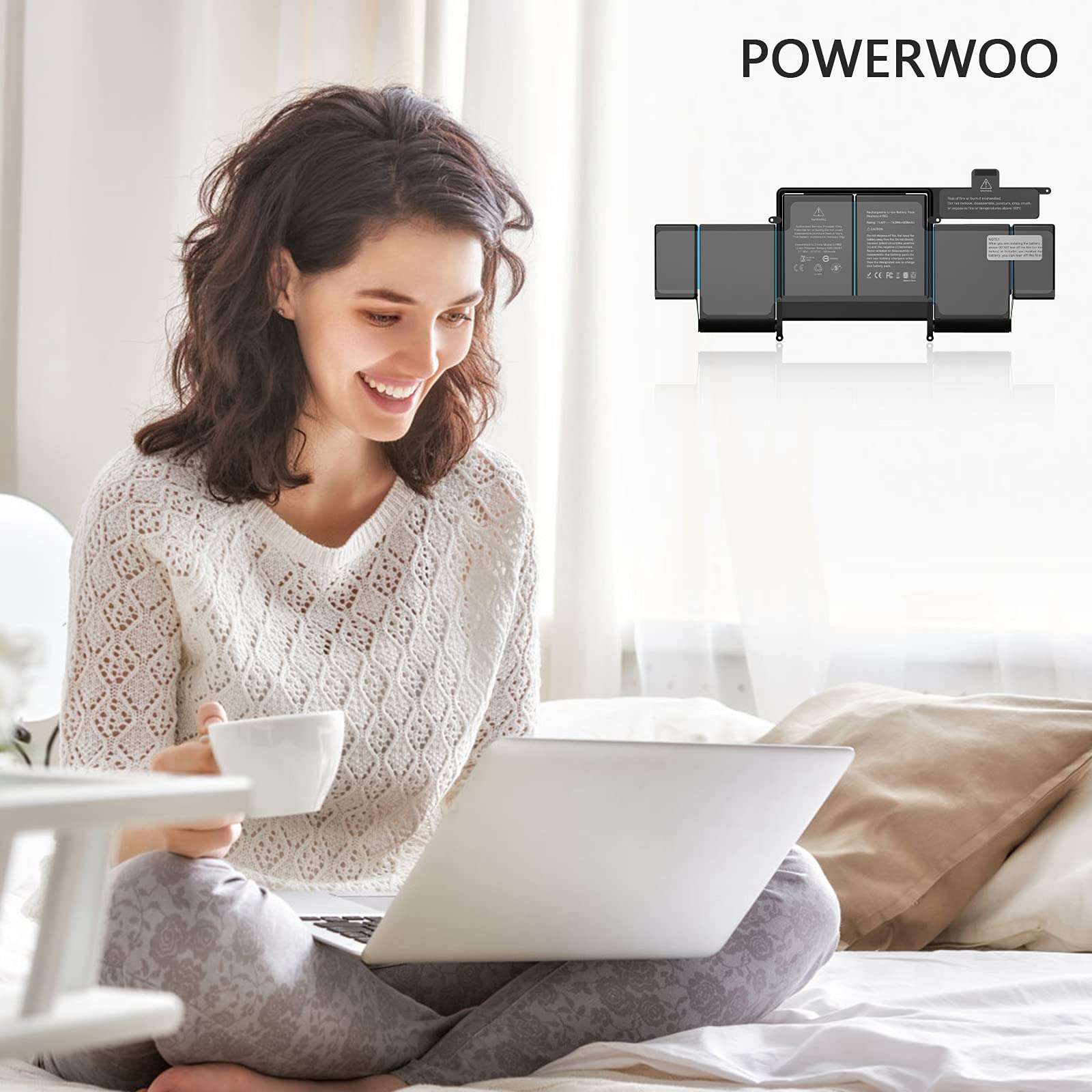 POWERWOO A1502 A1582 Battery for MacBook Pro 13 inch Retina (Early 2015, Mid 2014, Late 2013) A1493 Battery Replacement - High Performance [11.42V/ 74.9Wh] 6