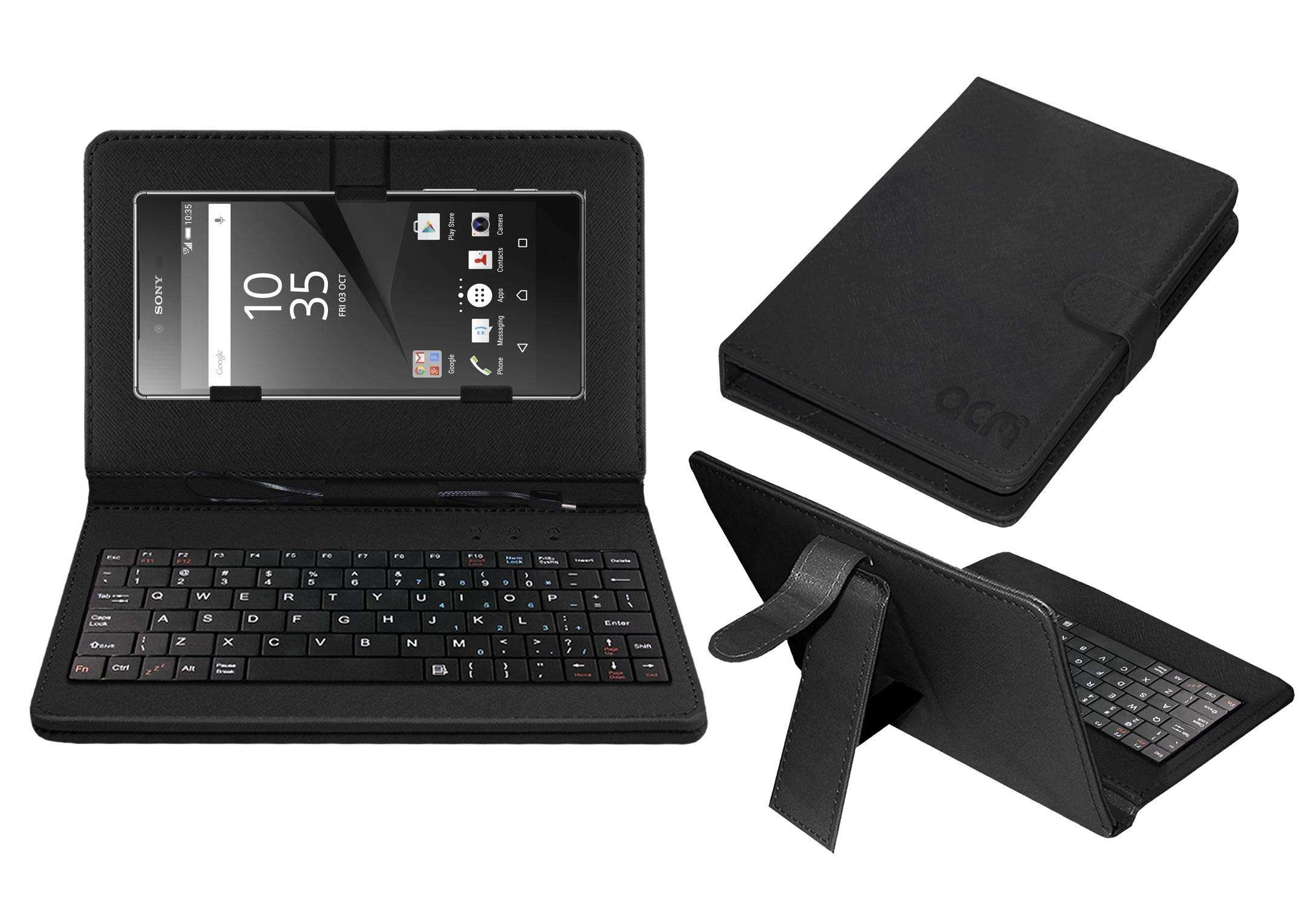ACM Keyboard Case Compatible with Sony Xperia Z5 Premium Dual Mobile Flip Cover Stand Plug & Play Device for Study & Gaming Black 1