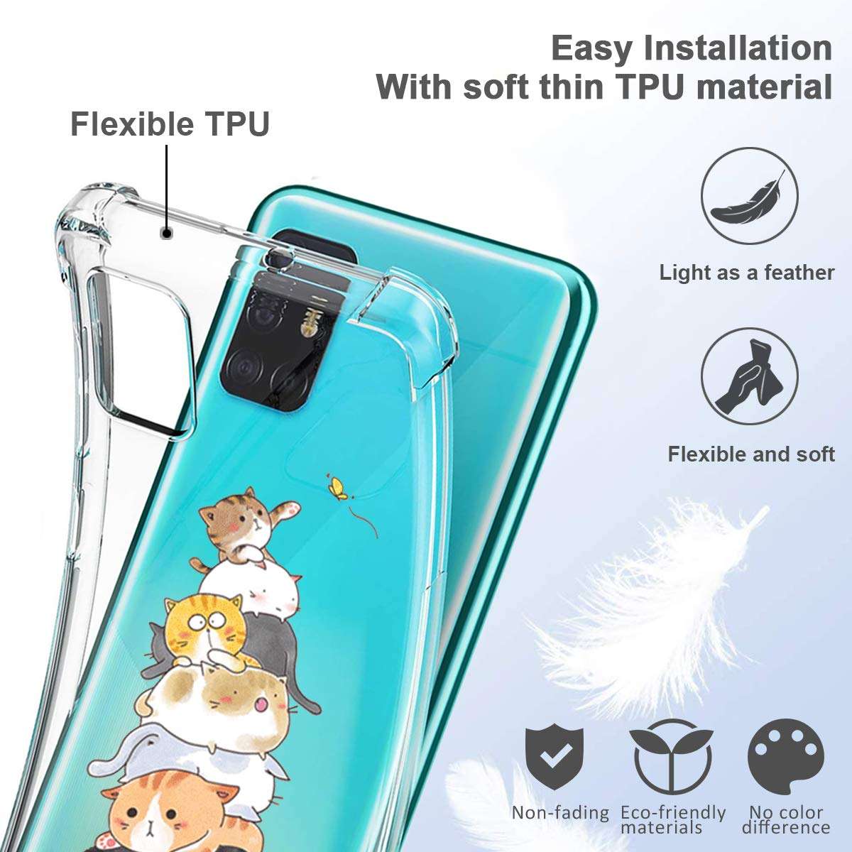 Galaxy A71 5G Case Clear Silicone Case with Design Flower Samsung A71 5G Floral Pattern Phone Cases Soft Transparent Full Body Protective Cover for Samsung Galaxy A71 5G Case for Women Girls 2