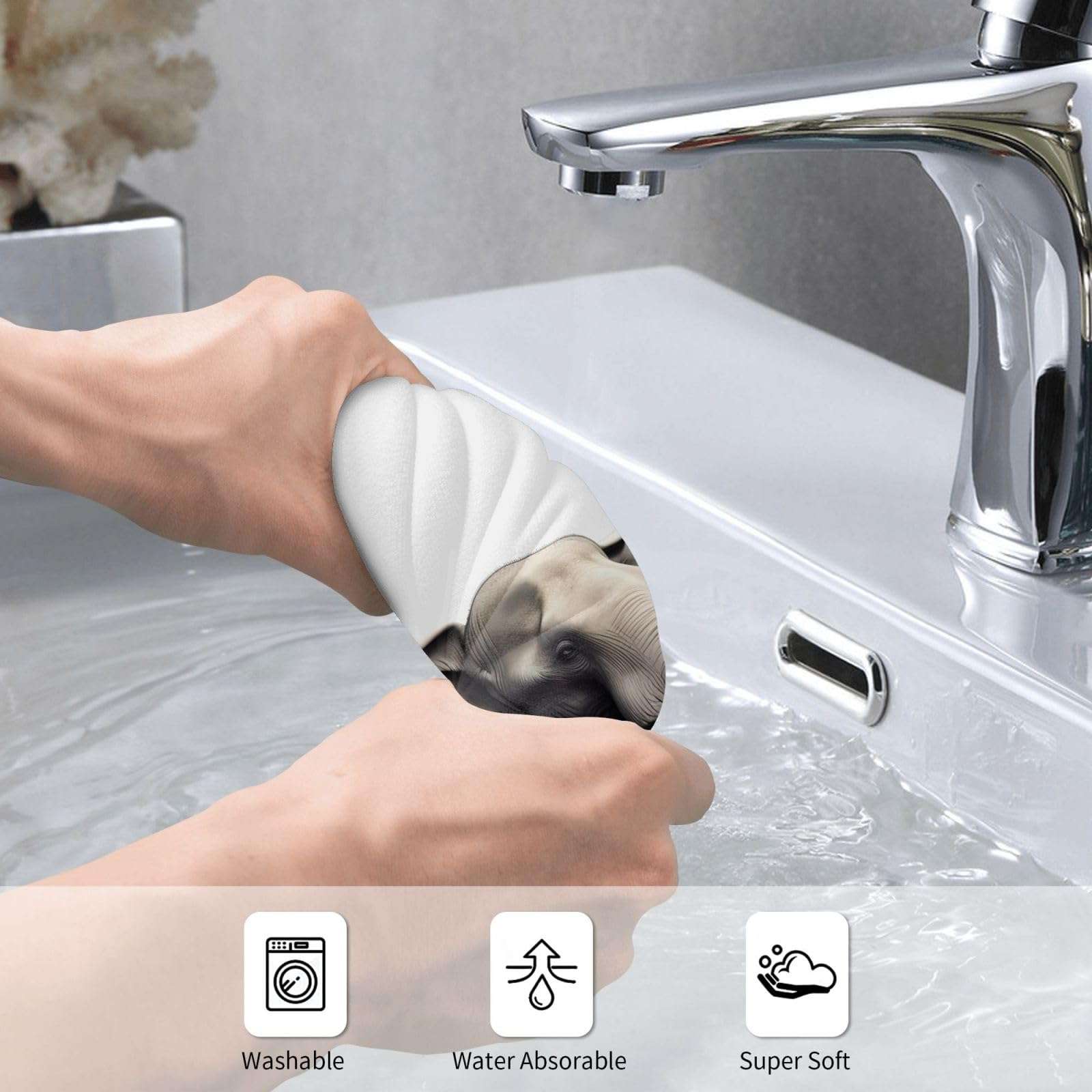 Mount Hour Elephant and Dog Old Friends Hand Towels Funny Animals Face Towel Soft Guest Towel Portable Kitchen Tea Dish Towels Washcloths Bathroom Decor Housewarming Gifts 15.7" X 27.5" 4