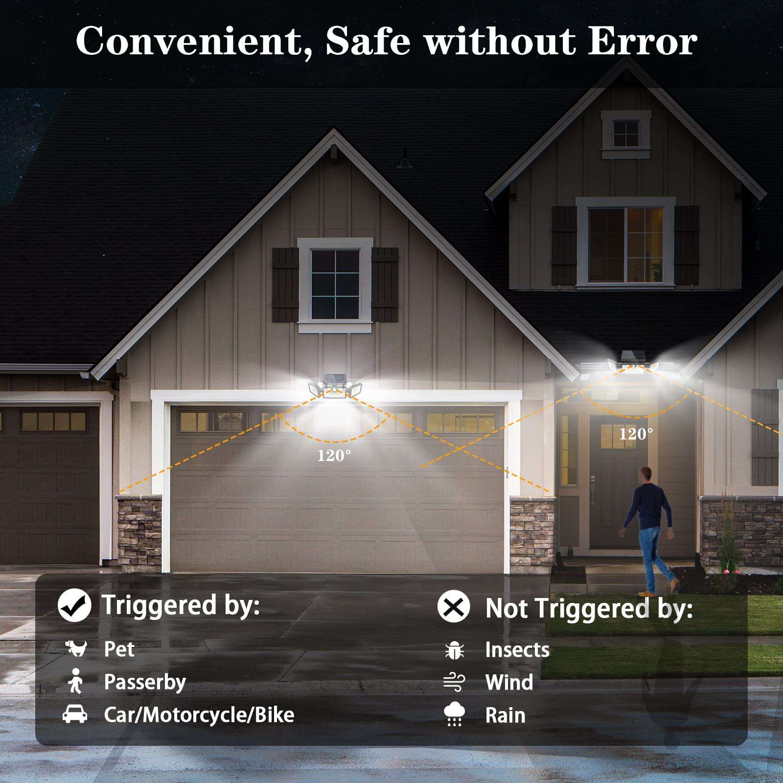 Starmell Solar Outdoor Lights Motion Sensor Waterproof 2 Pack 188 LED Solar Powered Flood Lights Garden 2000LM Solar Security Lights with 3 Adjustable Heads for Outside Yard 4