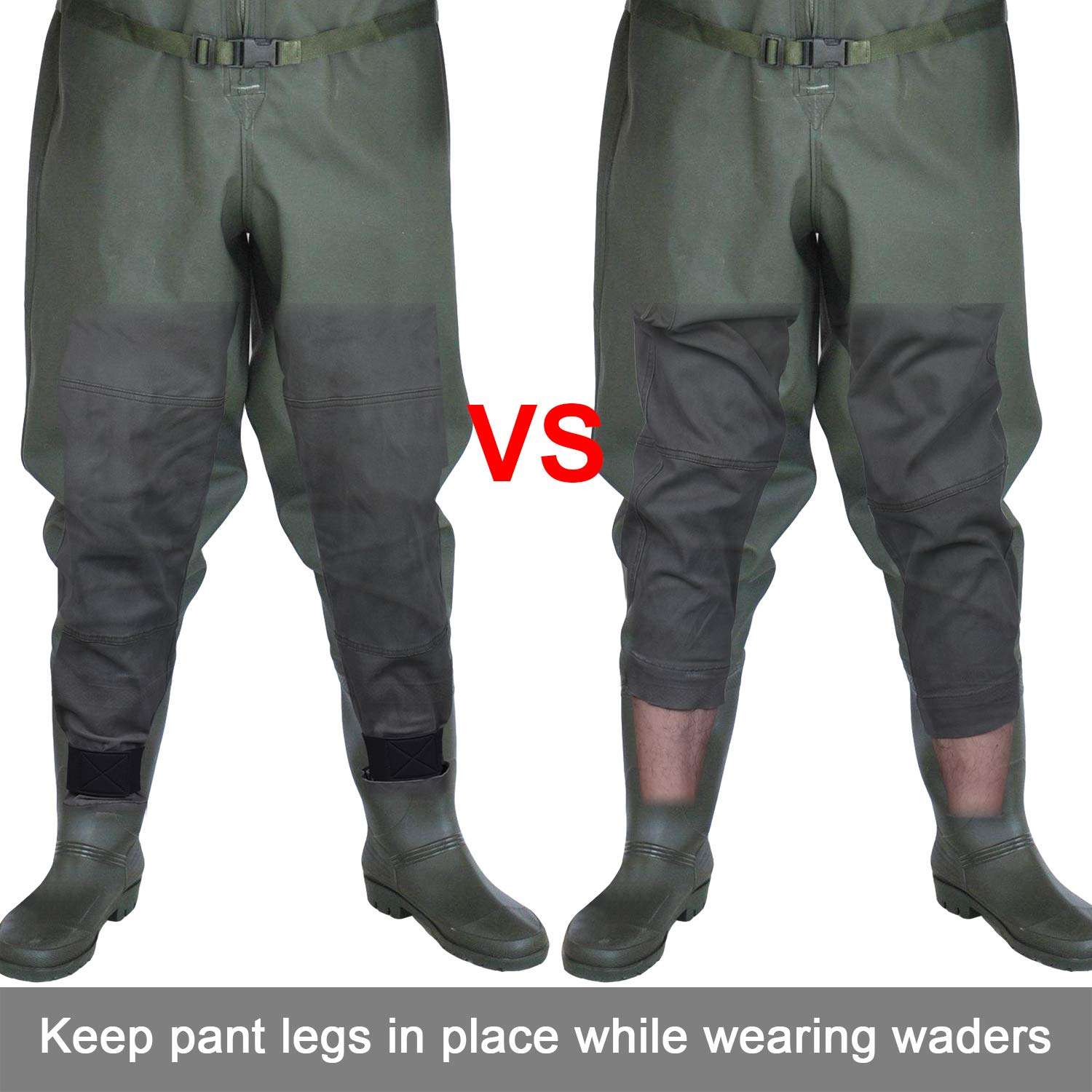 Wisdompro 2 Pcs Neoprene Ankle Blousing Garter Trousers Boot Blousers Strap for Wader Fishing Hunting Biking Military Uniform 3
