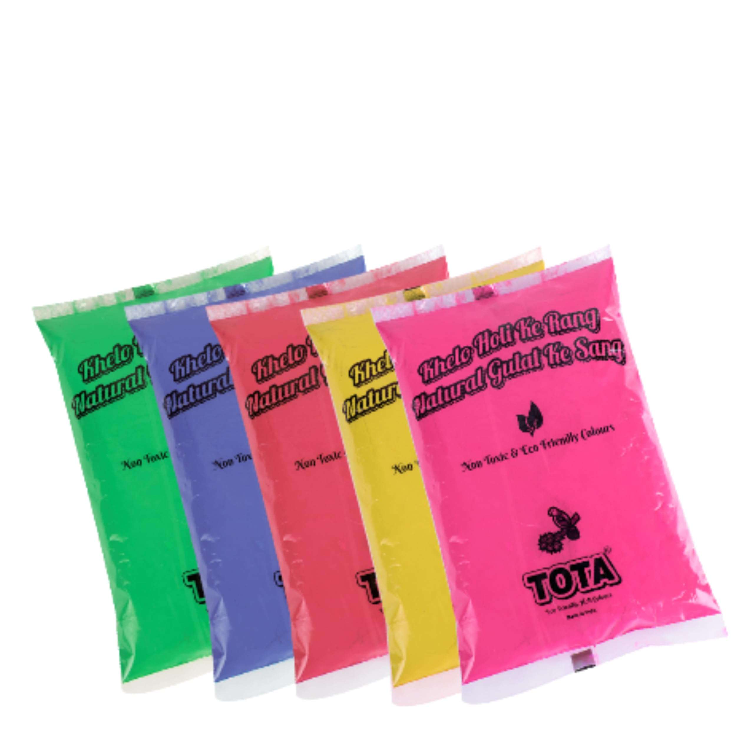 Tota Holi Ke Rang Holi Colour | Organic Holi Gulal | EN-71 Certified Natural and Herbal Holi Colors Powder | Holi Gifts Hamper - Set of 5 Holi Colours Powder 5