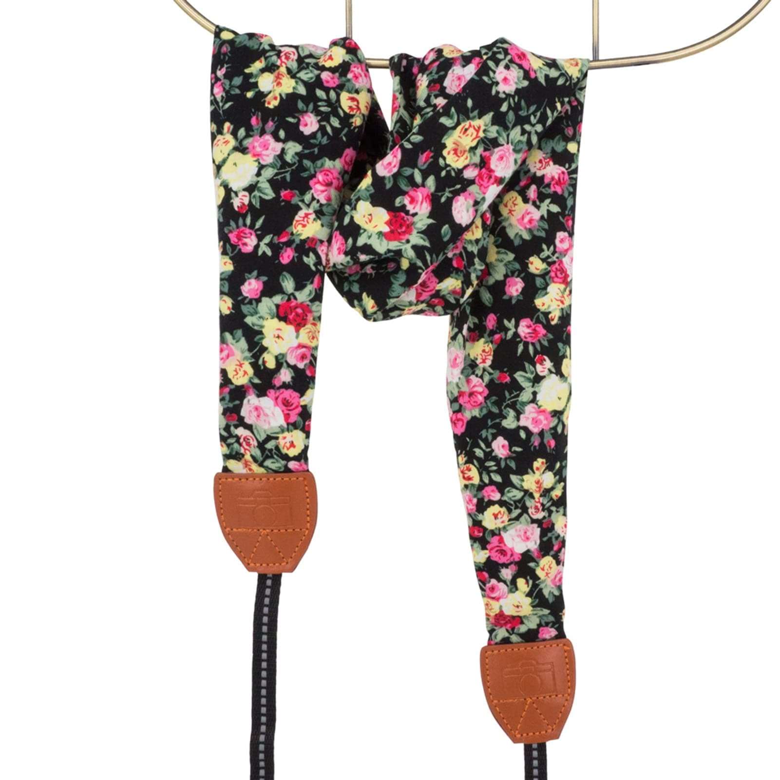 Wolven Soft Scarf Camera Neck Shoulder Strap Belt Compatible with All DSLR/SLR/Digital Camera (DC) / Instant Camera Etc, Black Flower 2