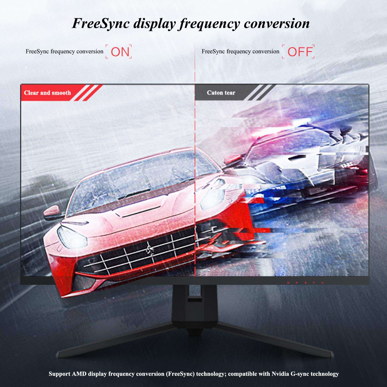 ZZYH 24" 144Hz IPS Monitor - 1920 * 1080, 1ms, FreeSync, HDMI, DisplayPort, VGA, Filter Blue Light, No Flicker, Ultra-Narrow Bezel Computer Curved Display Screen, Suitable for Xbox, PS4 3