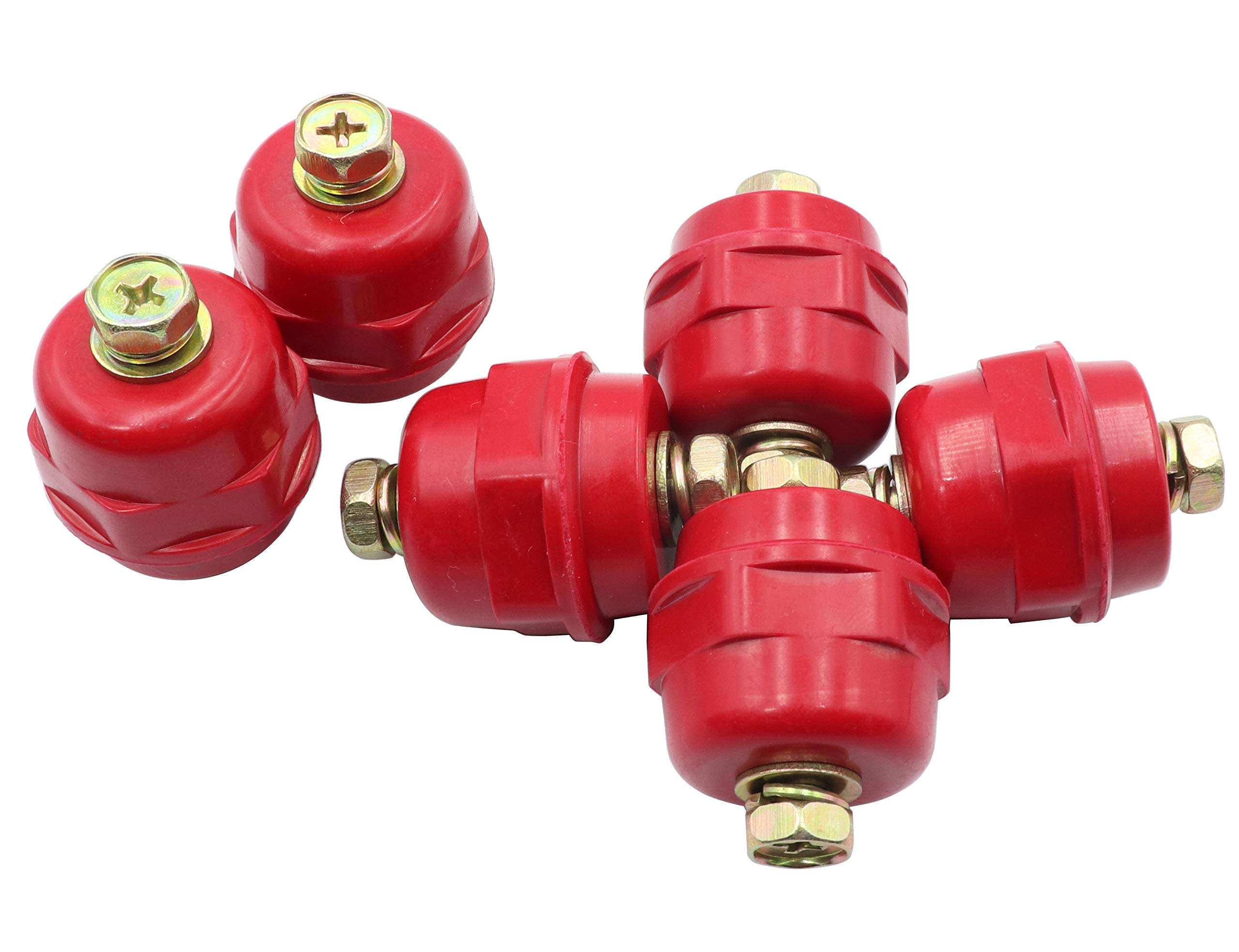 LBY 6pcs Busbar Insulator, SM-25 Polyester Standoff Insulators with Screw(M6), High-Strength Busbar Insulator Supporter, Resin(Red) 3