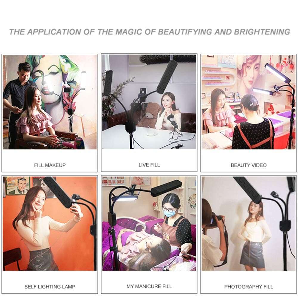 Fill light ZGM Ring Light Selfie LED Two Arms with Tripod and Phone Holder Beauty Lamp 3-Color Lighting/10 Brightness USB YouTube Live Broadcast Tiktok Video Makeup Photography 5