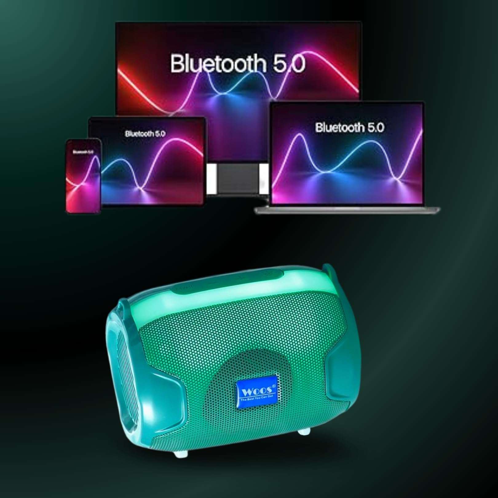 Woos BeatBall Unleash Stereo Power with Vibrant RGB, USB, TF, and FM - Innovative Design with Hanging Points for Portable Musical Bliss(Green) 6