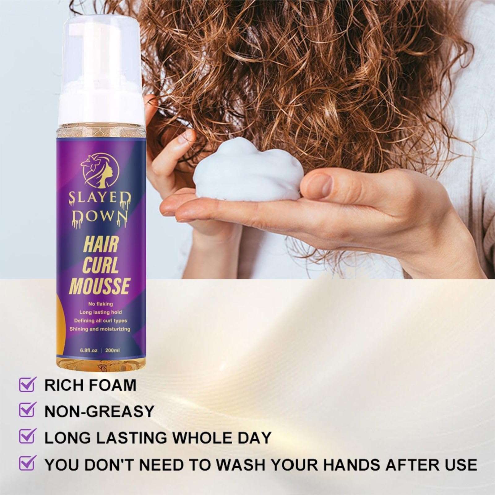 SLAYED DOWN Refine Me Curl Defining Mousse | Medium Hold for Soft Curls | Moisturizes & Controls Frizz | Mousse Hair Foam to Condition & Define | Styling Foam for Curly & Wavy Hair 6