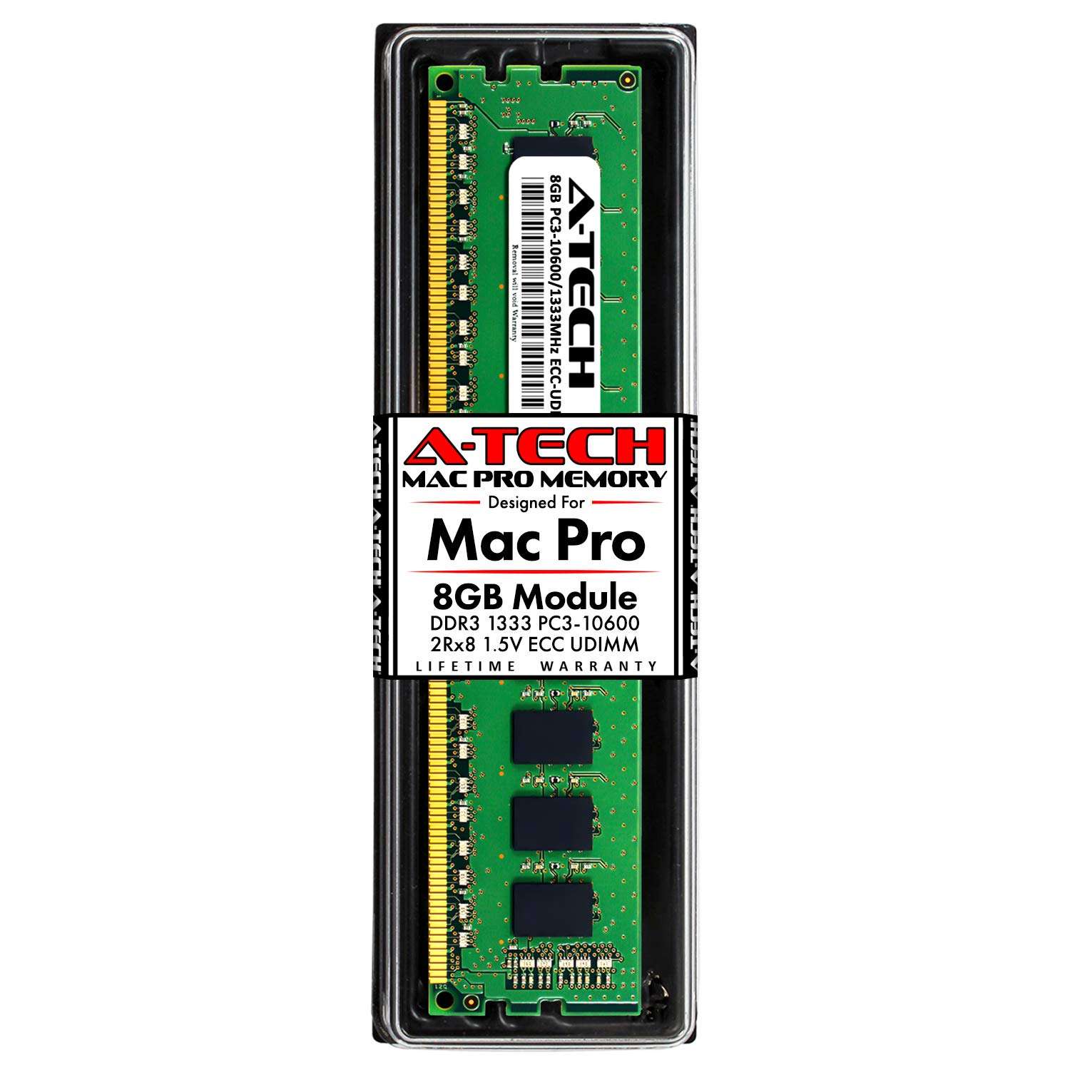 A-Tech 8GB ECC-UDIMM Memory for Mac Pro Mid 2010 & Mid 2012 (MacPro5,1) | DDR3 1333MHz ECC Unbuffered DIMM PC3-10600 Dual Rank 2Rx8 1.5V 240 Pin RAM Upgrade 1