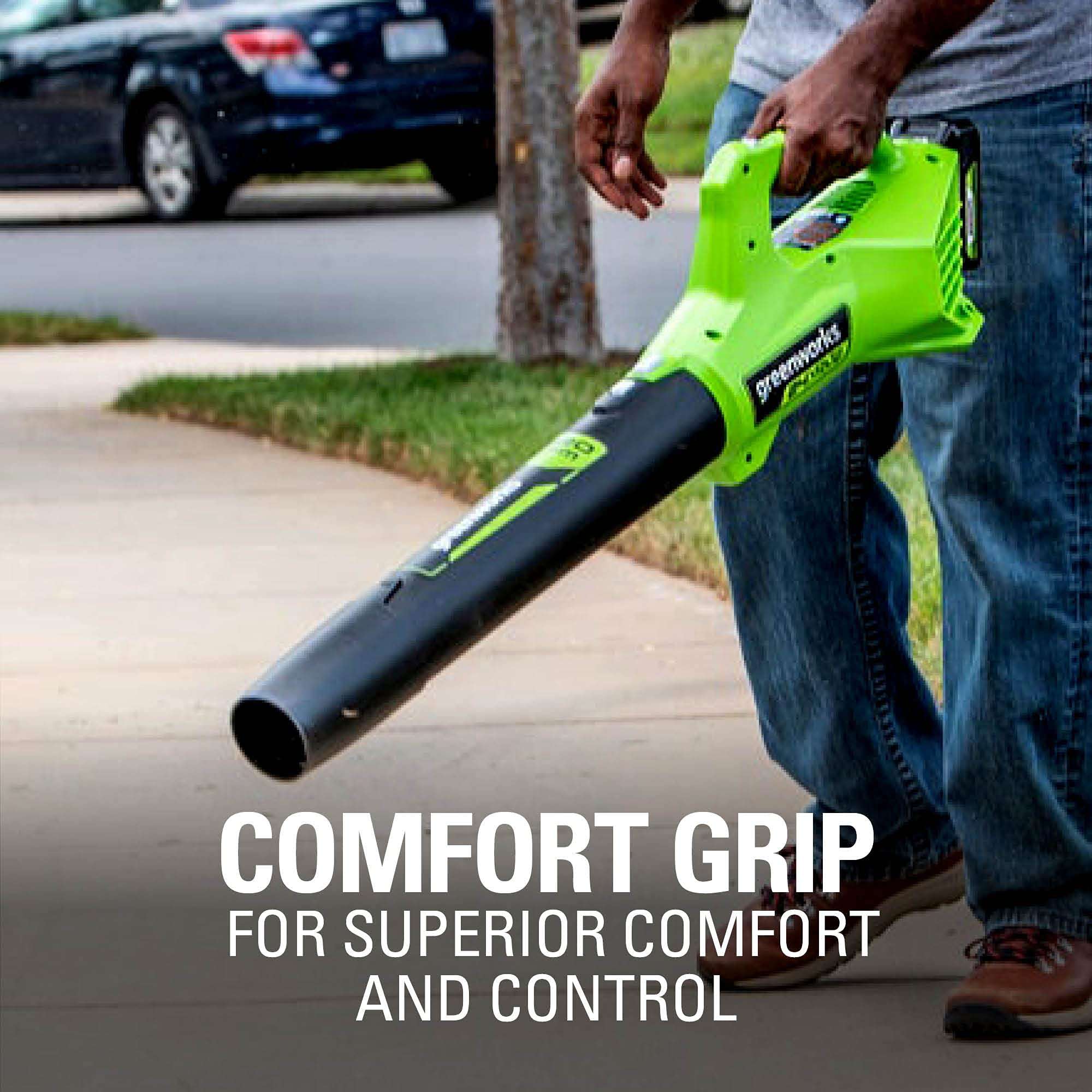 Greenworks 24V (90 MPH / 320 CFM / 125+ Compatible Tools) Cordless Axial Leaf Blower, Tool Only 6