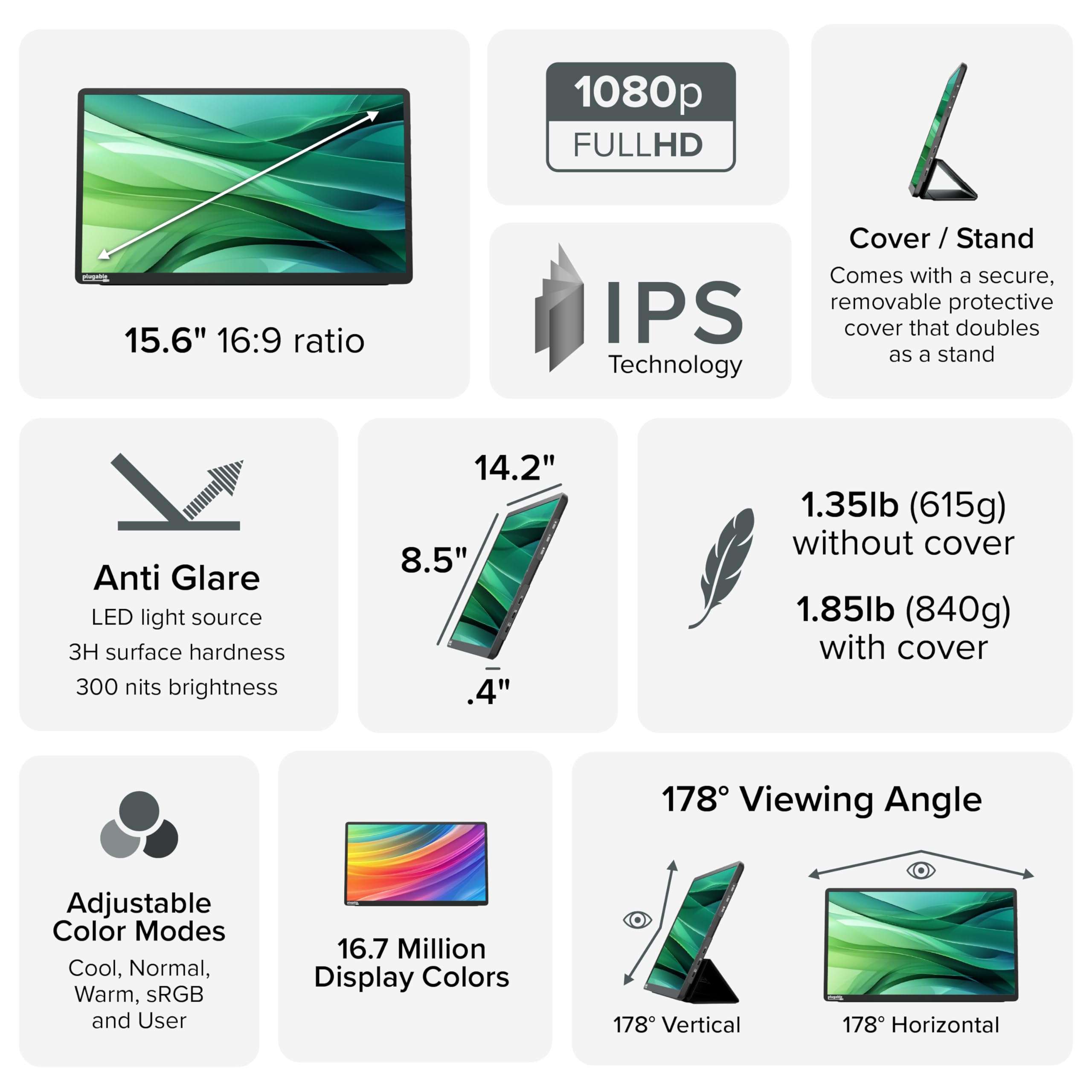 Plugable Ultimate Portable Workstation Bundle 15.6" USB C Portable Monitor with 100W Charging and Foldable Bluetooth Keyboard | Multi-Device Compatibility for iPad, iPhone, Android, and Windows 4