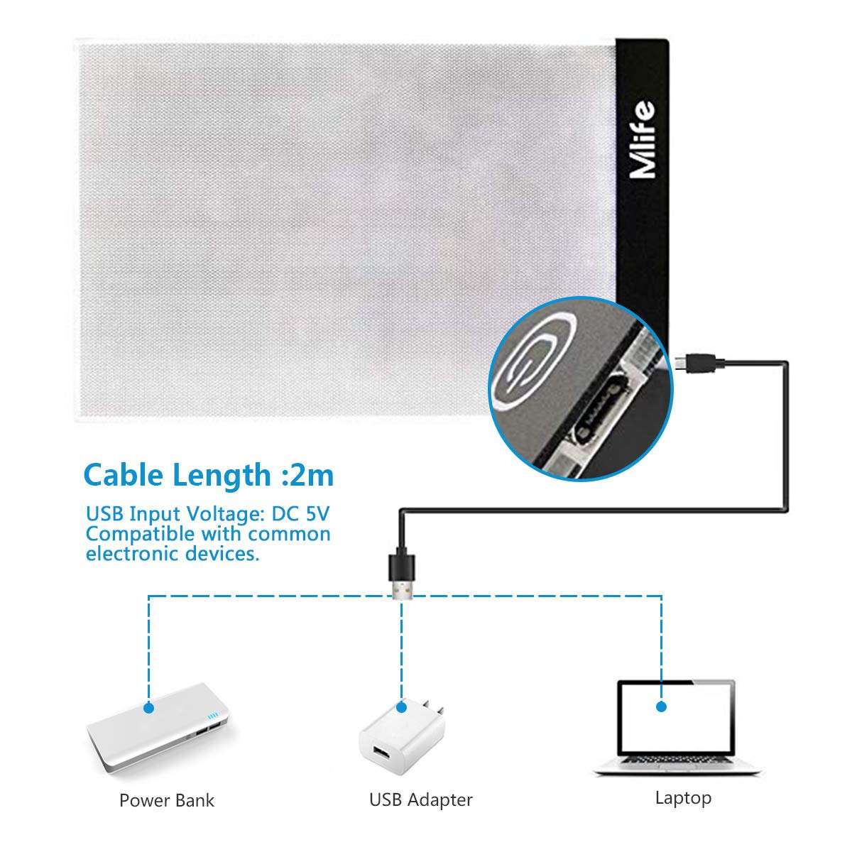 Mlife Diamond Art Painting A4 LED Light Pad - Dimmable Light Board Kit, Apply to Full Drill & Partial Drill 5D Diamond Art with Detachable Stand and Clips 6