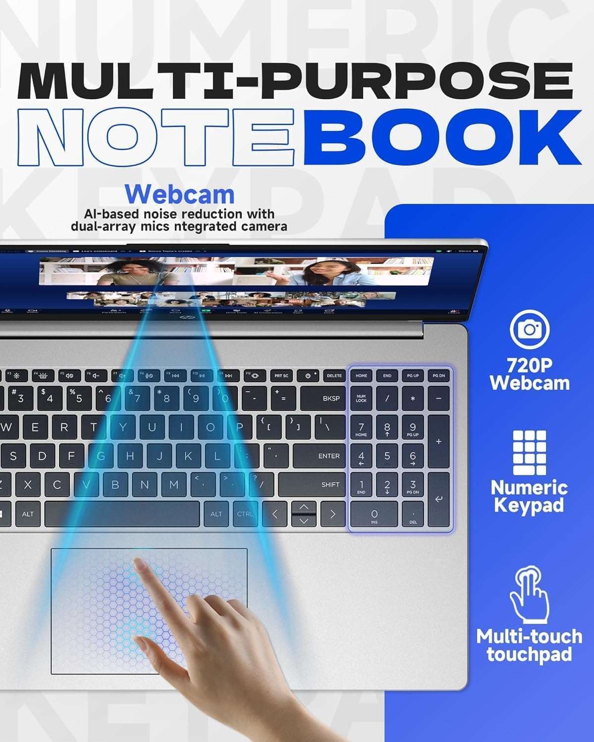 HP New 15.6 inch Laptop Computer, 2026 Edition, Intel High-Performance 4 cores N100 CPU, 128GB SSD, Copilot AI, Windows 11 Pro with Office 365 for The Web, no Mouse 3