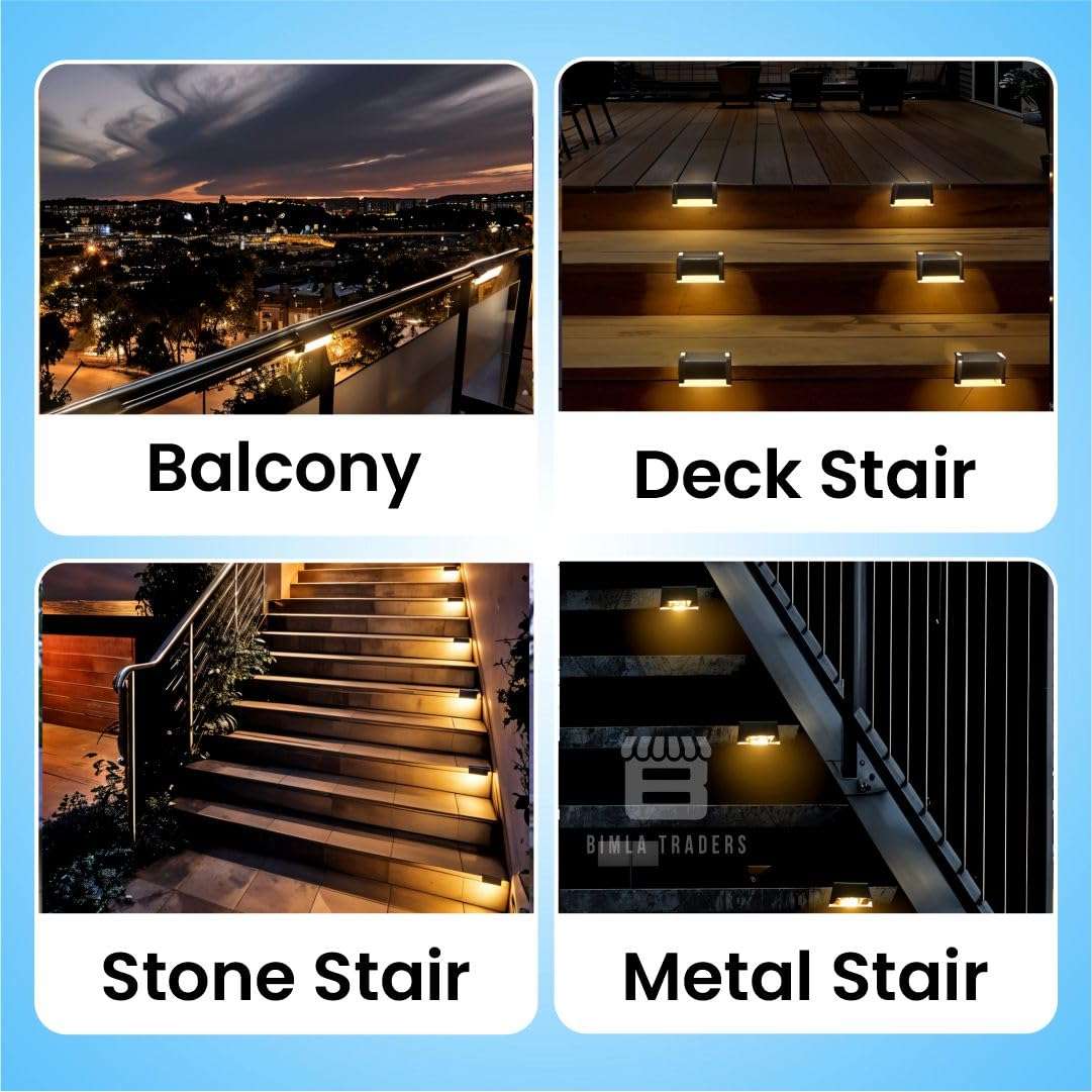 BTAG Solar-Powered Deck Light – IP65 Waterproof LED Step, Stair, Fence & Railing Light with Wide-Angle Illumination, Rechargeable Outdoor Lighting for Yard, Patio & Pathway.Pack of 4 5