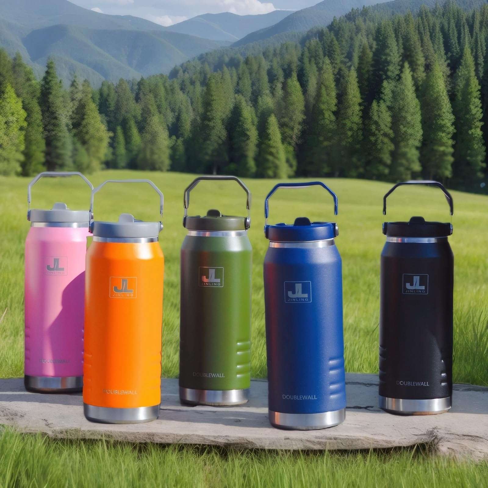 JINLING 56oz Insulated Water Bottle with Straw,Stainless Steel Flask for Sports and Travel,BPA-Free,Leak Proof Locking Lid,Double Wall,Wide Mouth (pink) 6