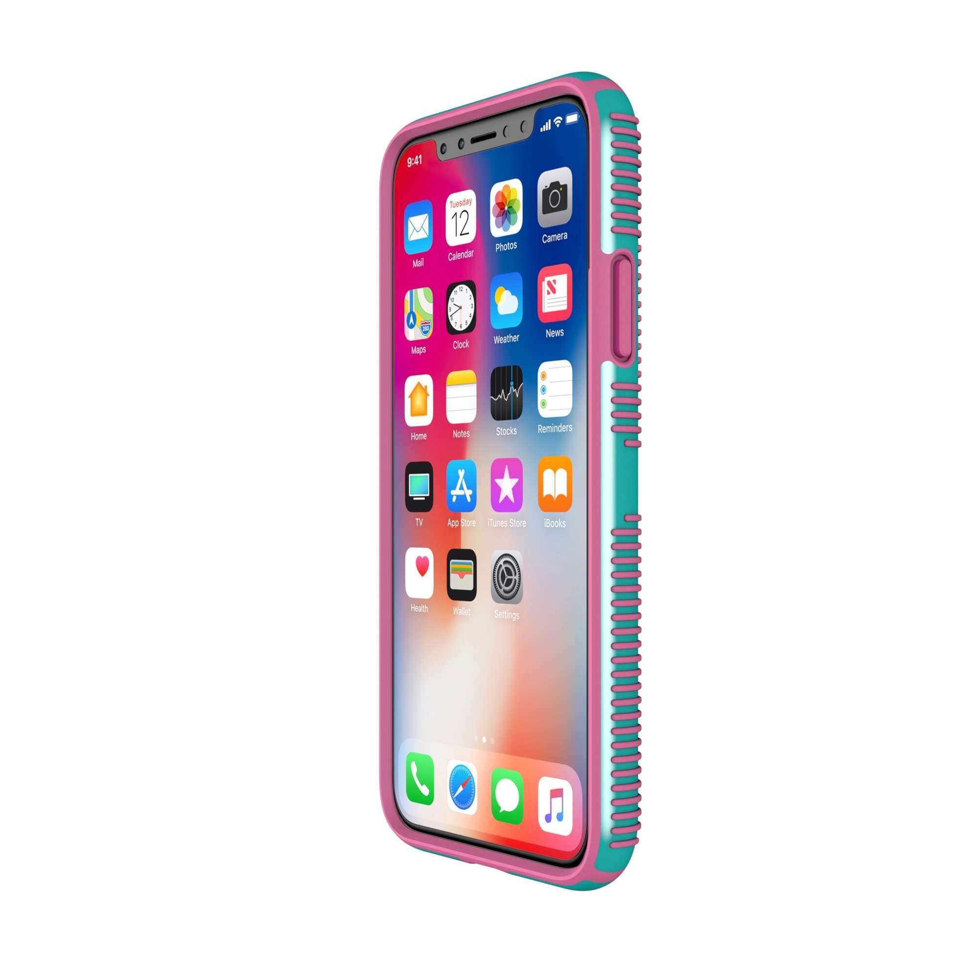 Speck Products CandyShell Grip Cell Phone Case for iPhone XS/iPhone X - Caribbean Blue/Bubblegum Pink 6