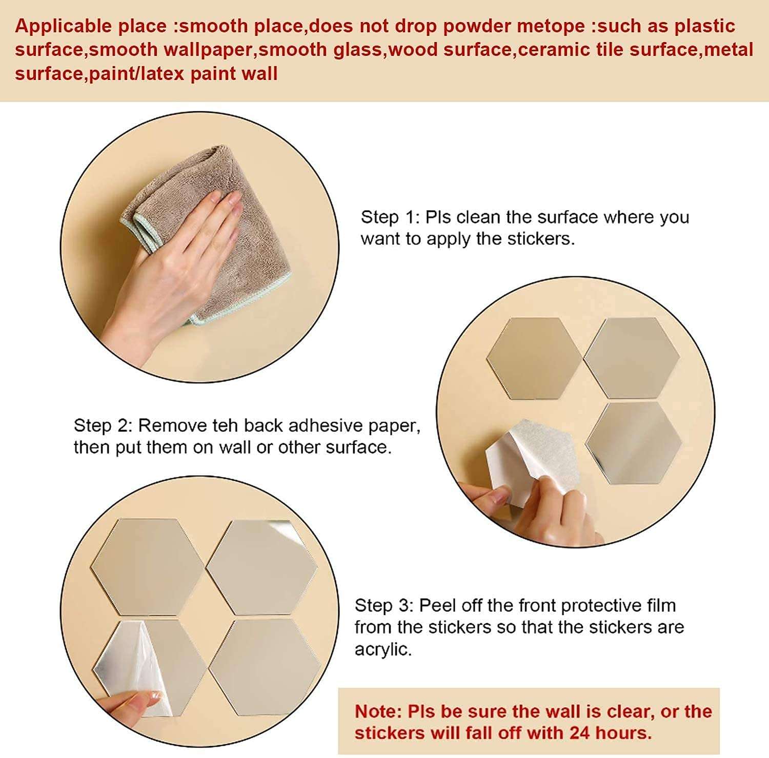 WallWear Mirror Sticker for Home Decoration | Mirror Finish Wall Stickers | Pack of 14 Hexagon Silver -Self Adhesive Acrylic Sticker, Mirror Stickers for Home & Festivals Decoration 5