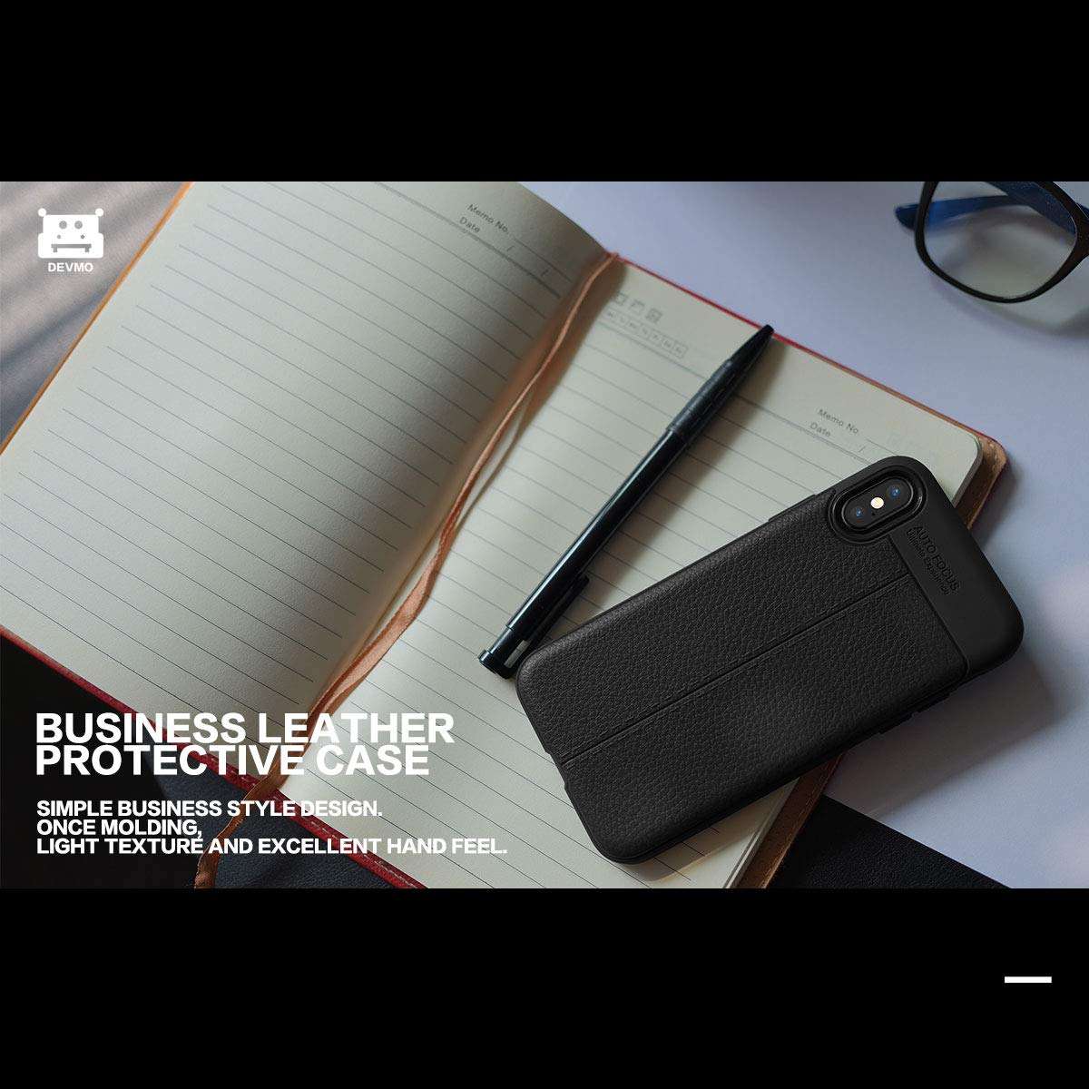 DEVMO Phone Case Compatible with Google Pixel 3 XL TPU Bionic Leather Gel Rubber Full Body Protection Shockproof Cover Case Drop Protection Black 6