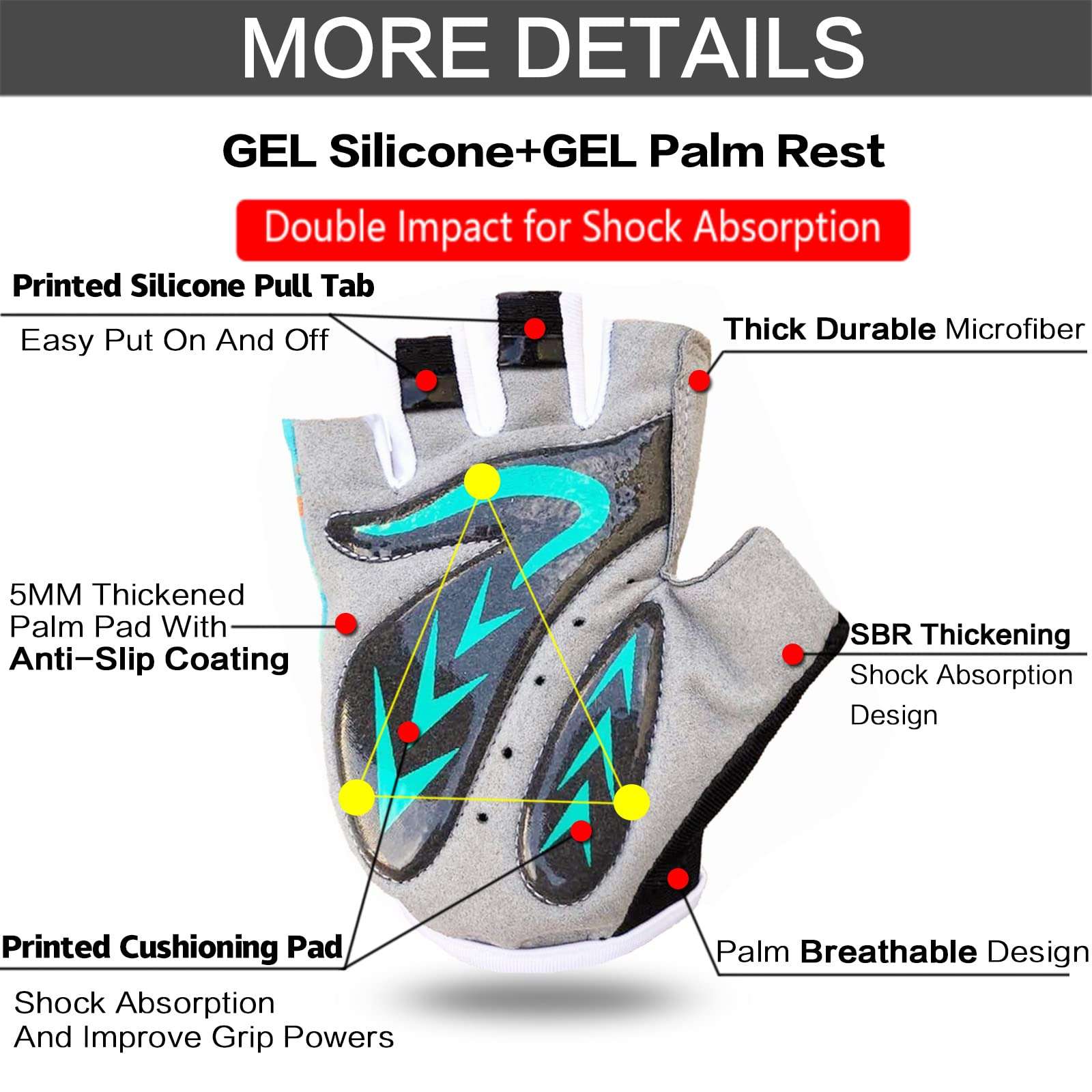 Kids Junior Cycling Gloves Outdoor Sport Road Mountain Bike, Fit Boy Girl Youth Age 2-10, Gel Padding Bicycle Half Finger Pair (Dark Blue, Small) 3