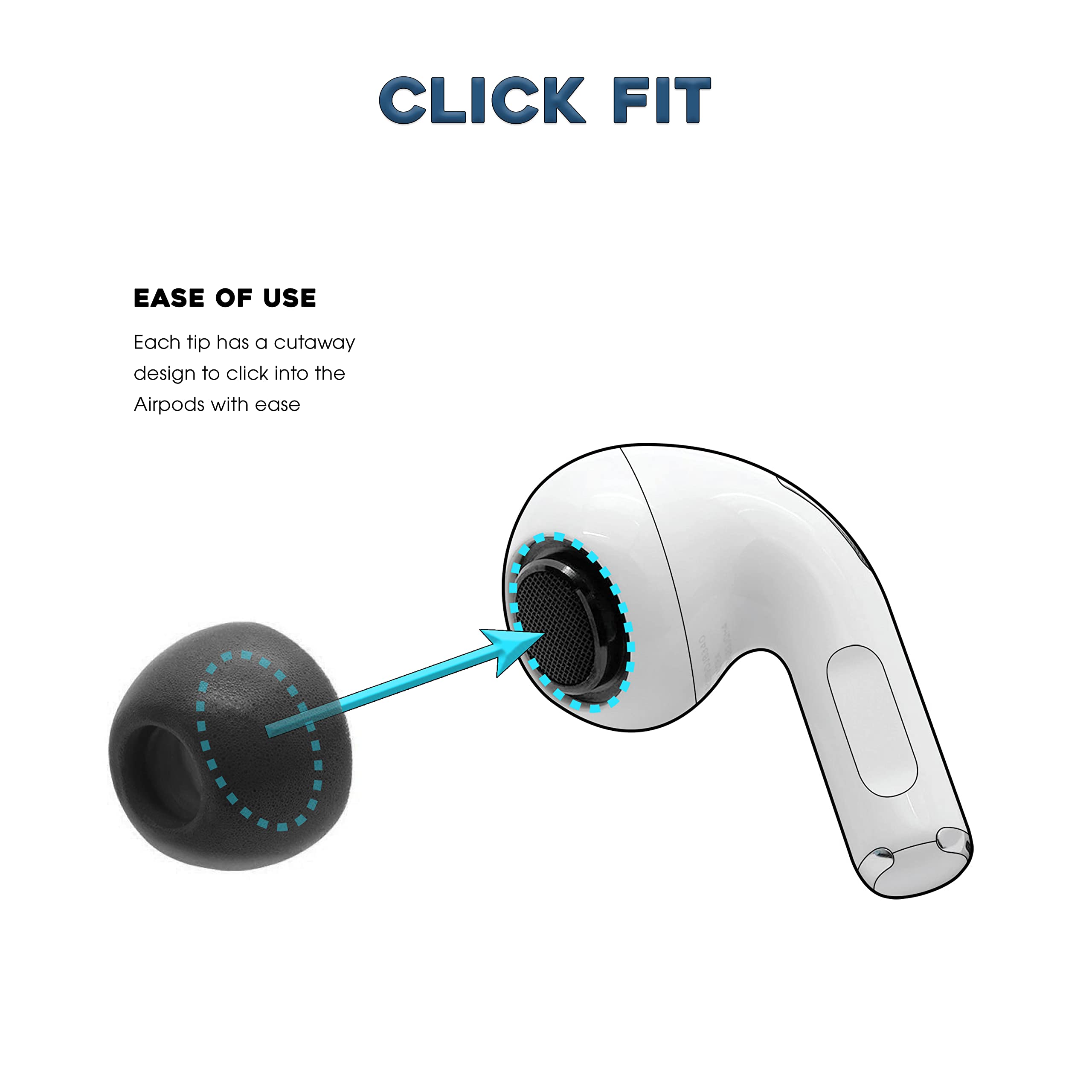 Dekoni Bulletz for Apple Airpod Pro Ear Tip Replacement - Replacement Airpod Pro Ear Tips - Memory Foam Airpod Pro Ear Tips - Black, Sample Pack 3