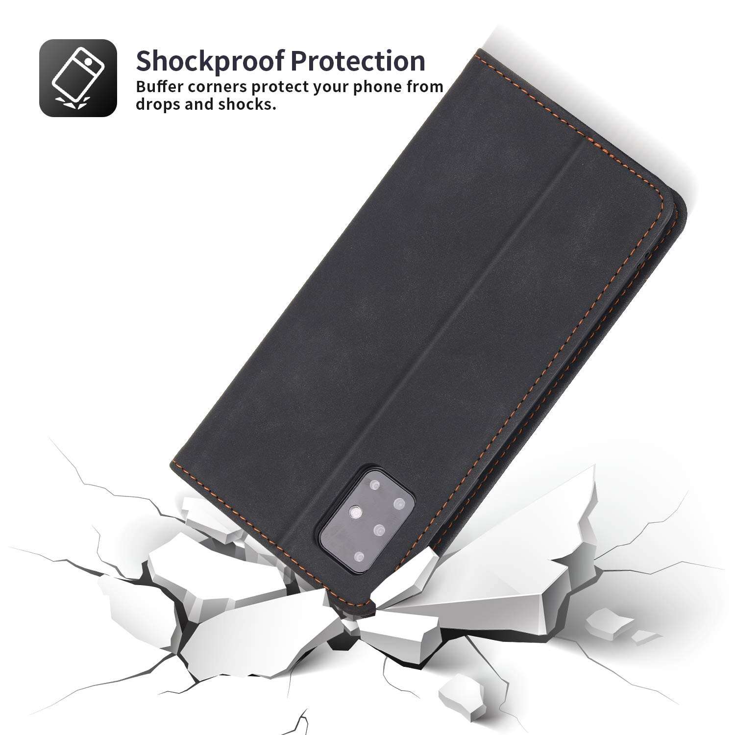 Compatible with Google Pixel 4A 5G Wallet Case,with Kickstand TPU Shockproof Protective Leather CaseMagnetic Closure Flip Fold Case & 2 Card Slots Wallet case for Pixel 4A(Black,Google Pixel 4A 5G) 3