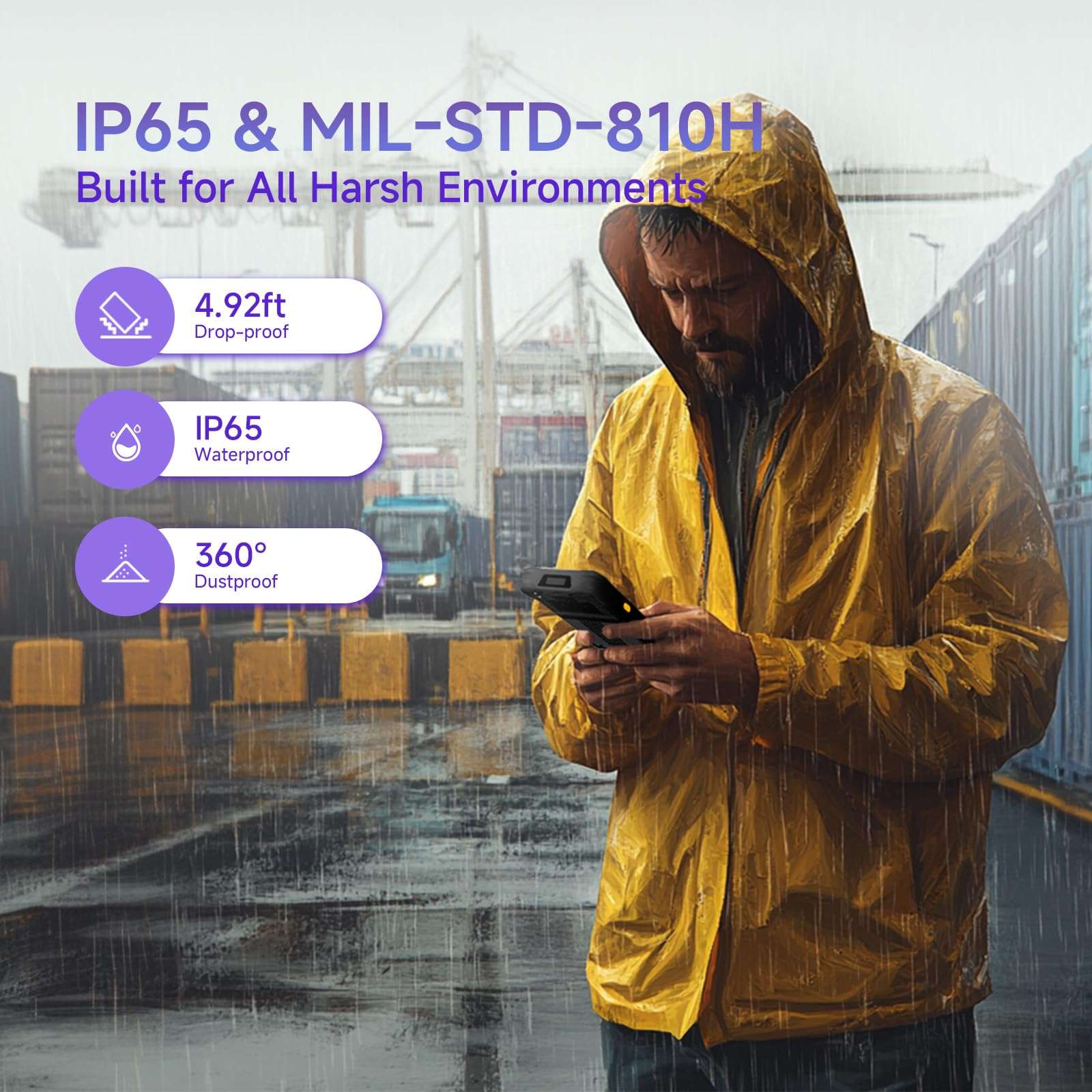 ONERugged Rugged Tablet with Barcode Scanner M10J and Handheld PDA I61J, 8GB+128GB Industrial Work PC for WMS, Retail 6