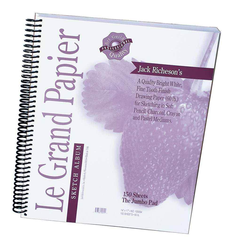 Jack Richeson 8-1/2-Inch-by-11-Inch Drawing Paper Pad, 150-Sheet Spiral