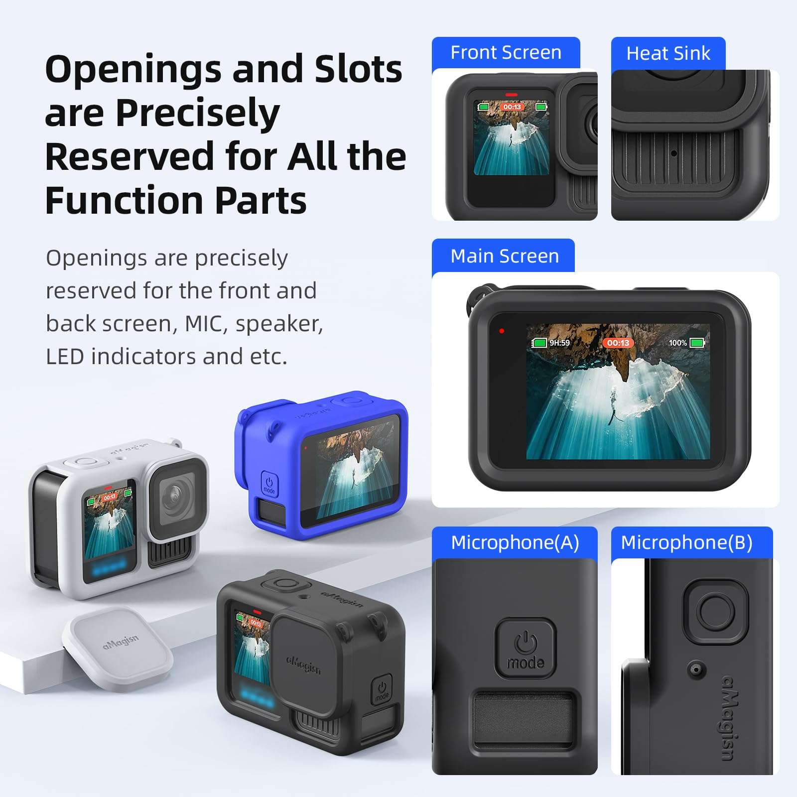 Aovee Silicone Protective Case Cover,Screen and Lens Protector for GoPro Hero 13 (Black) 4