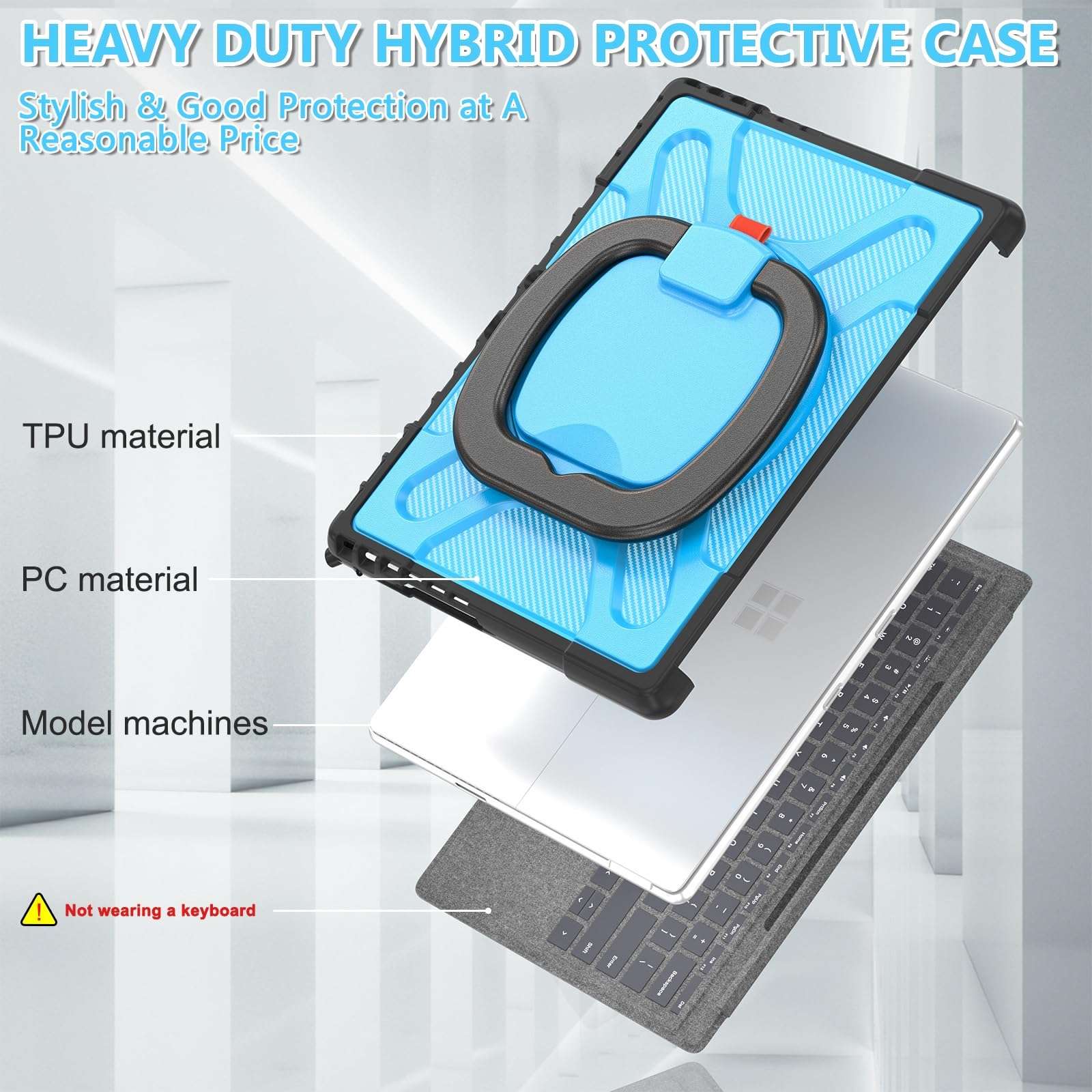 Tablet PC Protection Heavy Duty Shockproof Case Compatible with Microsoft Surface Pro 9/10/11 13 Inch (2022/2024) – Rugged Protective Cover with Kickstand, Handle, and Bumper Protection tablet accesso 4
