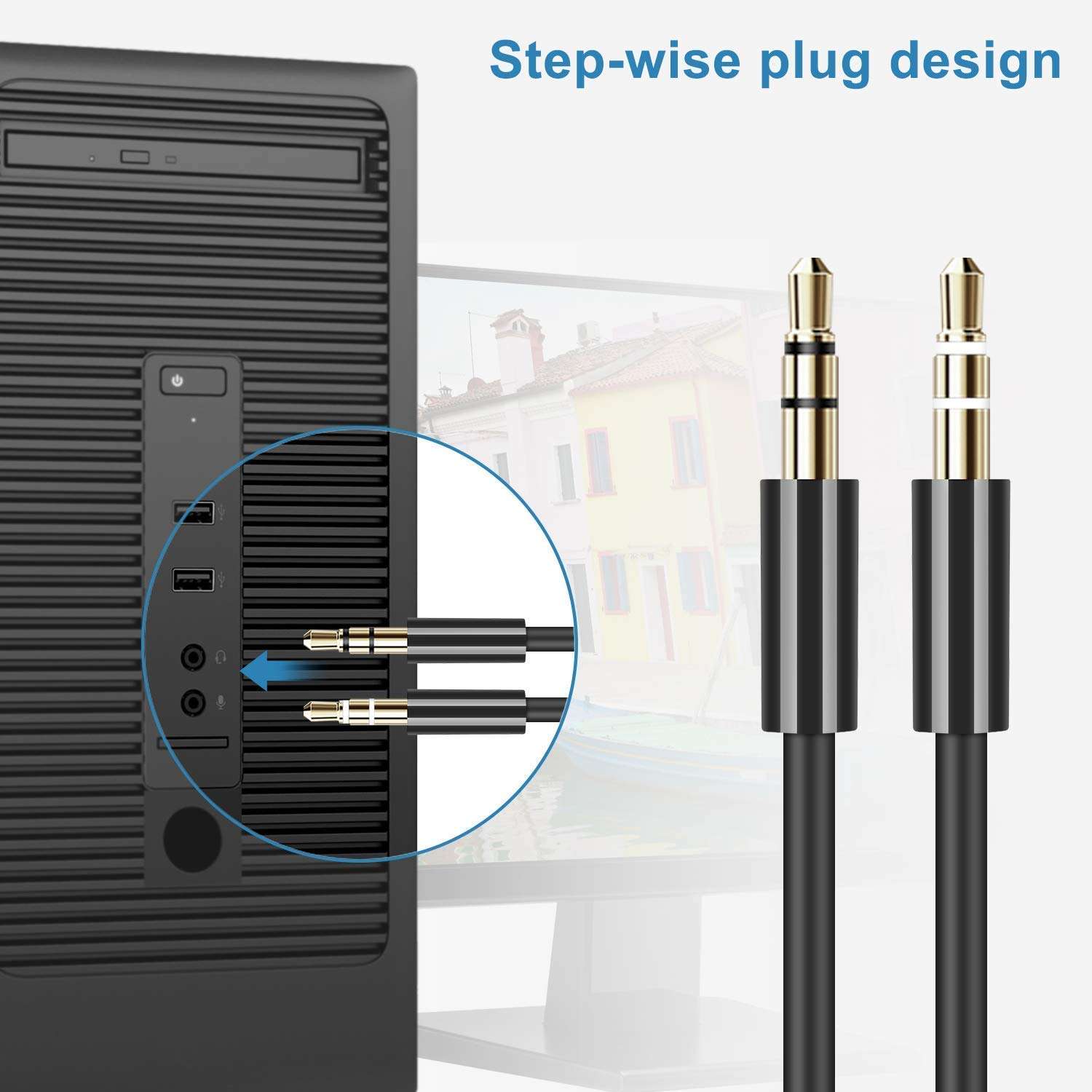 FLEAVER Headphone Splitter for Computer 3.5 Female to 2 Dual 3.5mm Male Headphone Mic Audio Y Splitter Cable Smartphone to PC Adapter(Black) 6