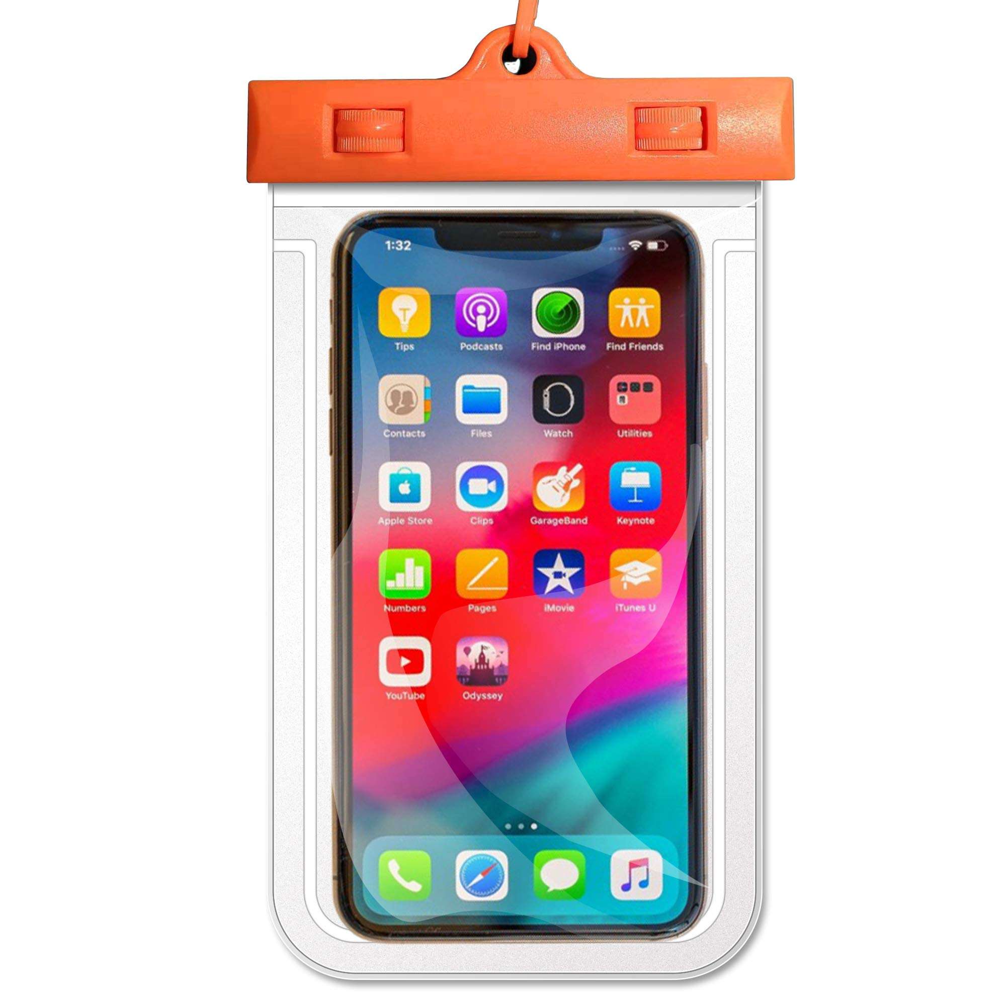 ESJFULI Waterproof Phone Pouch, Floating IPX8 Universal Waterproof Cell Phone Dry Bag case Up to 6.6 inch,ac at The Back of The Vomit Bag-Orang 1