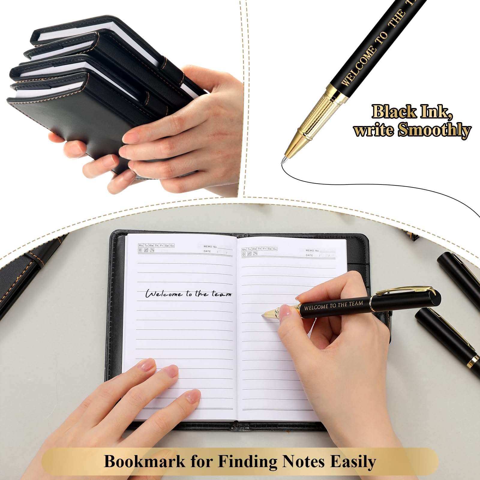 TaoBary 10 Sets Christmas Team Gifts for New Employee Welcome to the Team Bulk Leather Journal Notebook Pens Rad Tech Week Appreciation Gift for Accounting Worker Staff Teacher Student Nurse (Black) 5