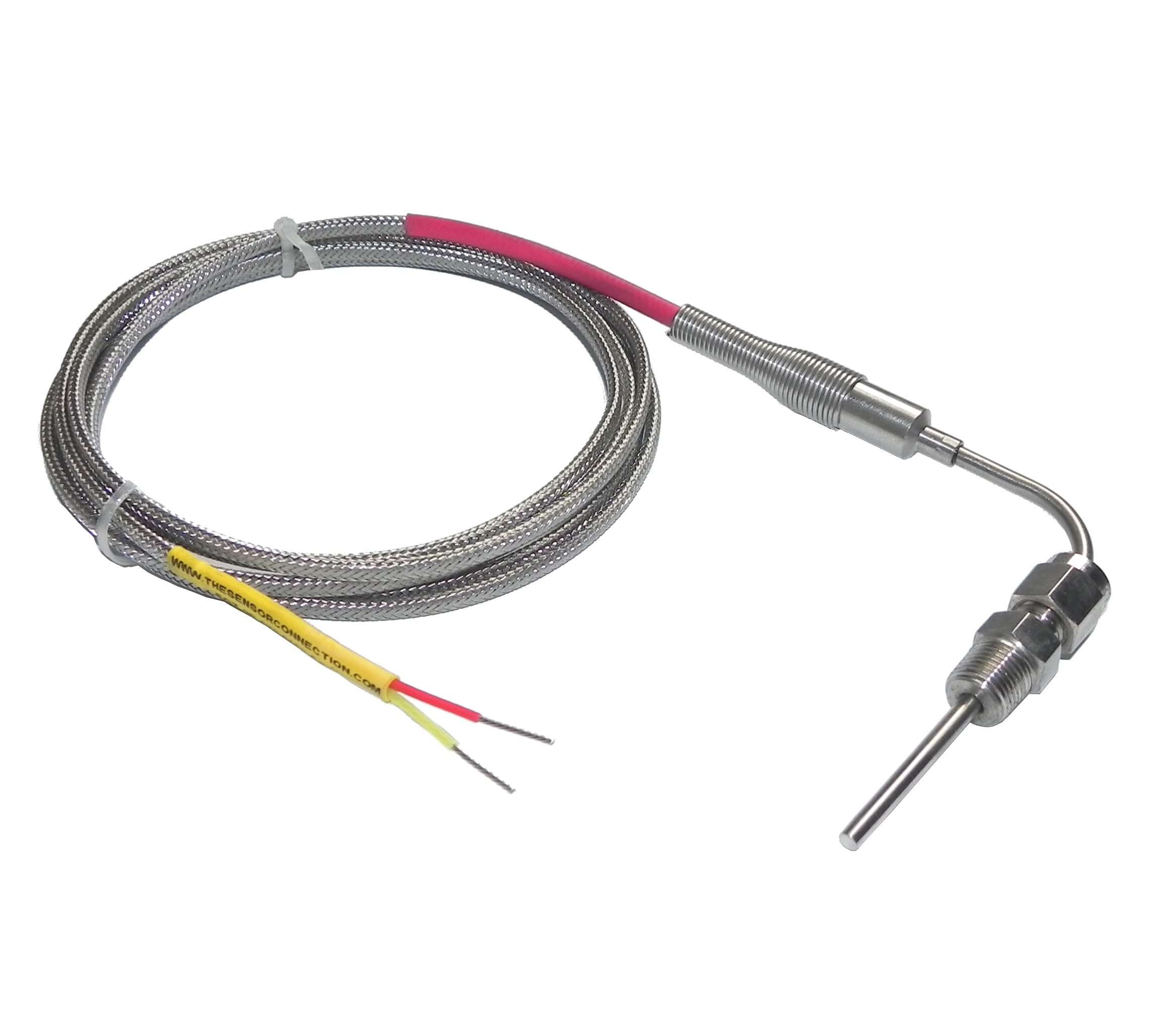 EGT Probe Exhaust Gas Temperature Sensor - 2-Stroke Engines - 1/8 OD - Mild Steel Weld Bung - Mini Male Plug Connector - with 6 foot long cable